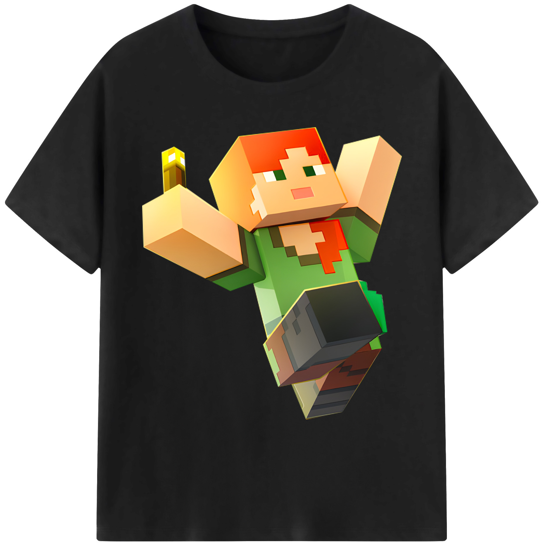 （画像用） マインクラフト ブロックの世界 Minecraft MC Block world 綿100％ メンズ半袖Tシャツ｜肌触りやわらか＆通気性