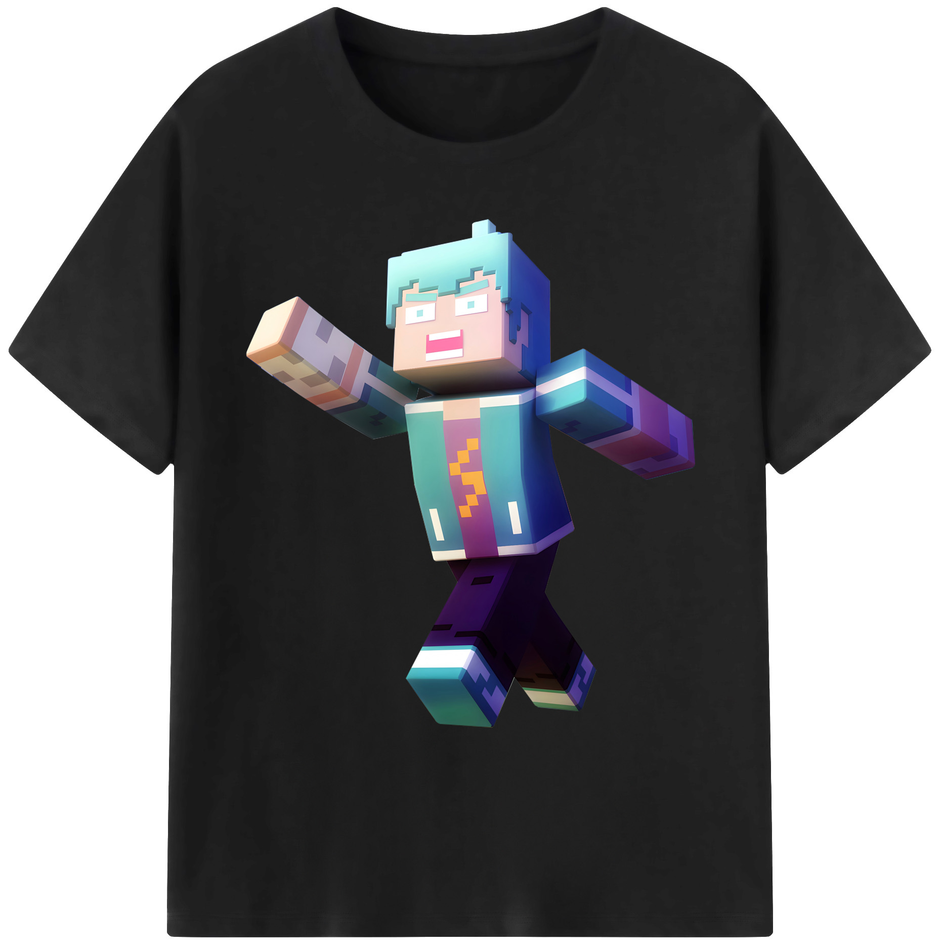 （画像用） マインクラフト ブロックの世界 Minecraft MC Block world 綿100％ メンズ半袖Tシャツ｜肌触りやわらか＆通気性