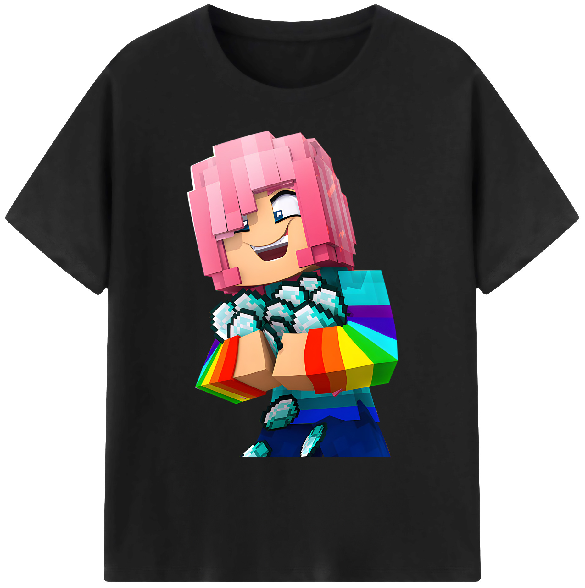 （画像用） マインクラフト ブロックの世界 Minecraft MC Block world 綿100％ メンズ半袖Tシャツ｜肌触りやわらか＆通気性