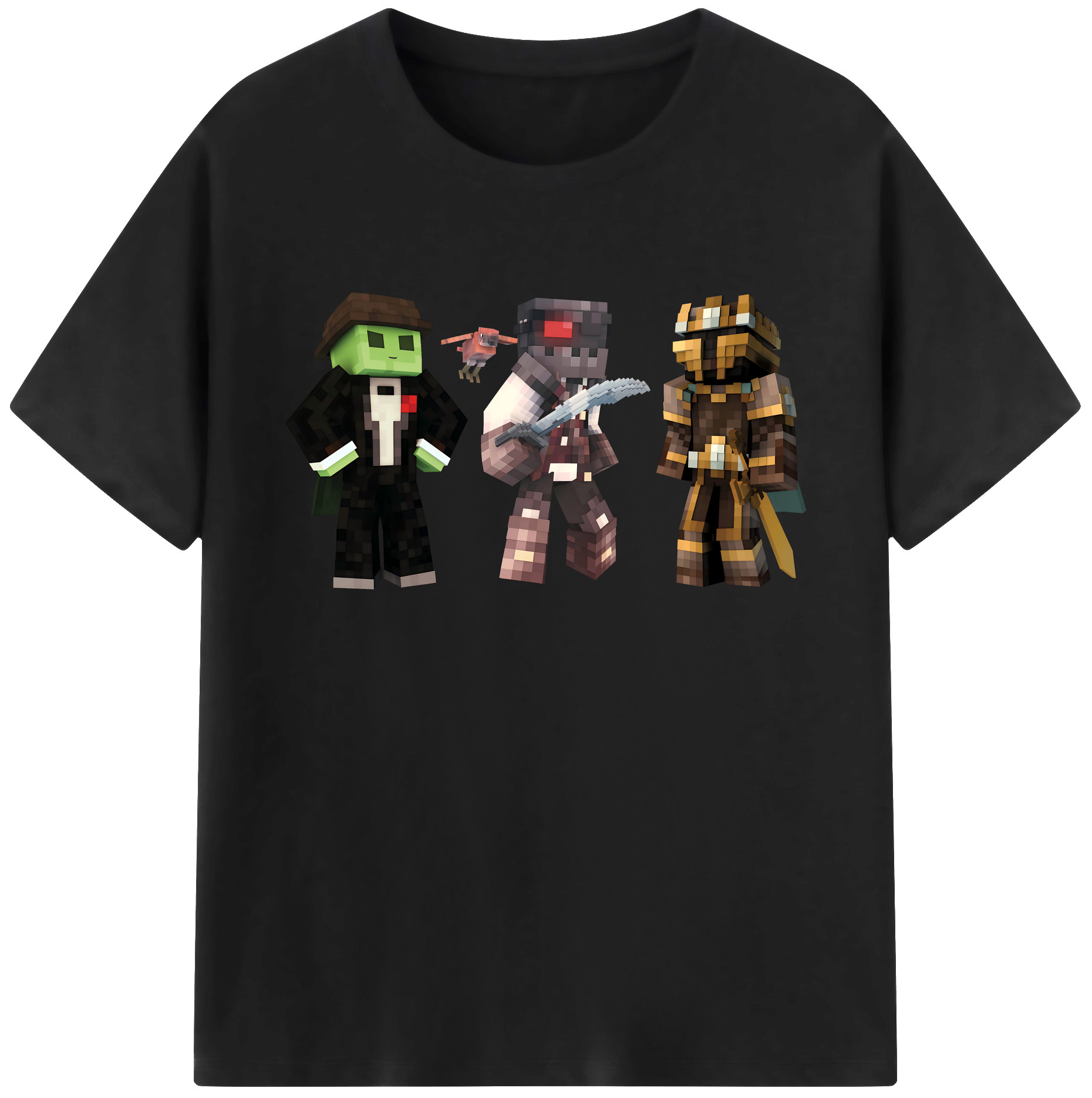 （画像用） マインクラフト ブロックの世界 Minecraft MC Block world 綿100％ メンズ半袖Tシャツ｜肌触りやわらか＆通気性