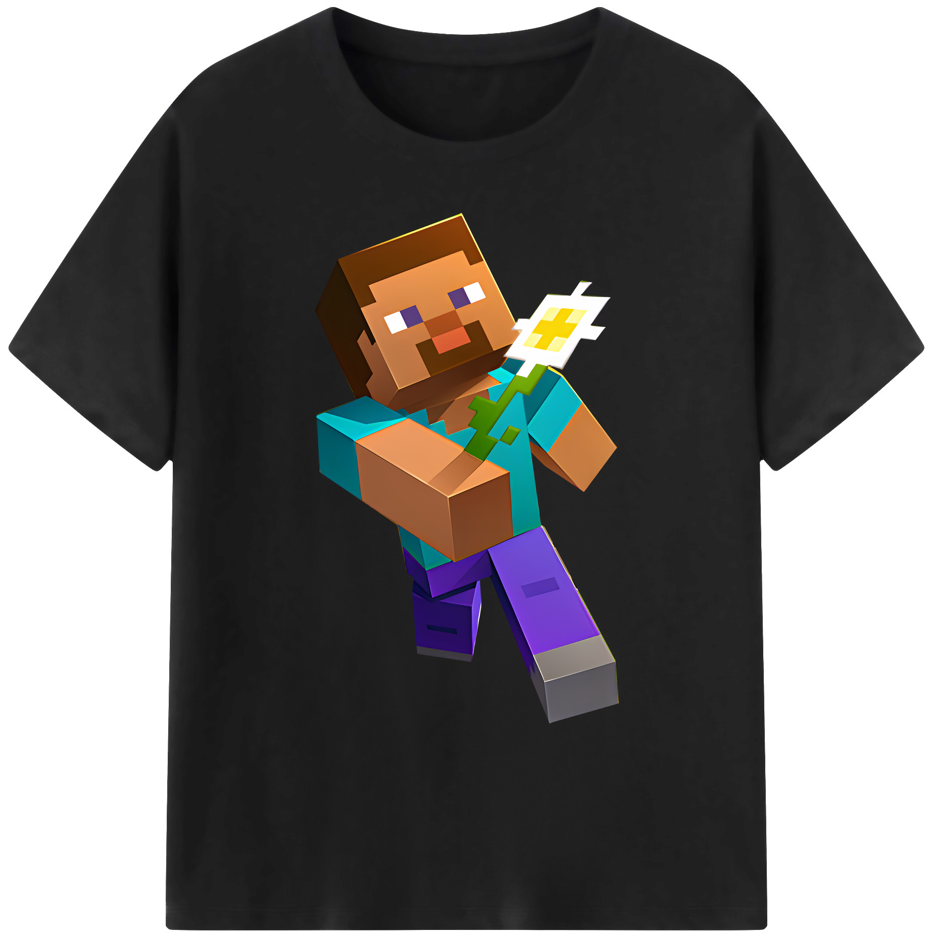 （画像用） マインクラフト ブロックの世界 Minecraft MC Block world 綿100％ メンズ半袖Tシャツ｜肌触りやわらか＆通気性