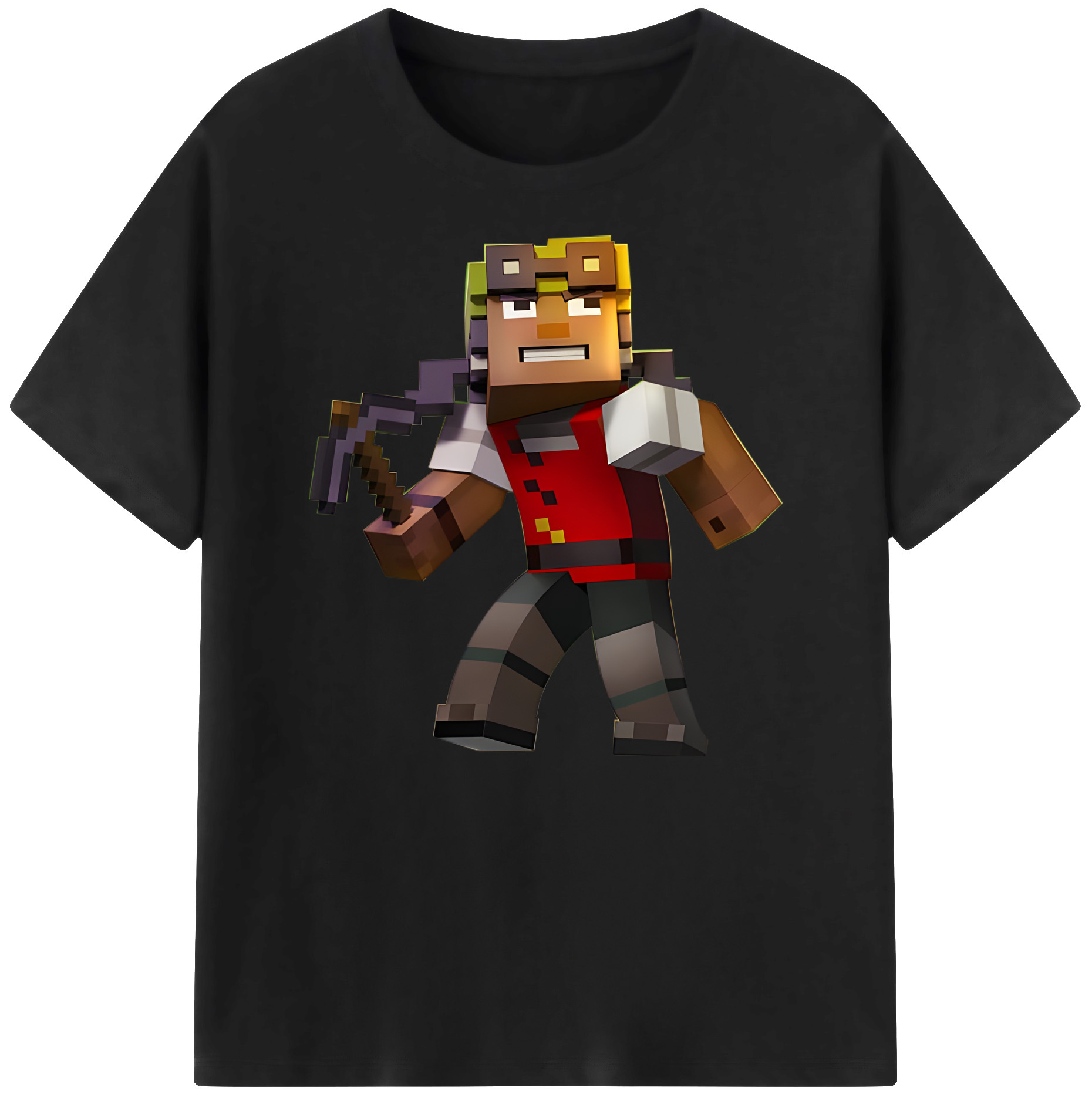 （画像用） マインクラフト ブロックの世界 Minecraft MC Block world 綿100％ メンズ半袖Tシャツ｜肌触りやわらか＆通気性