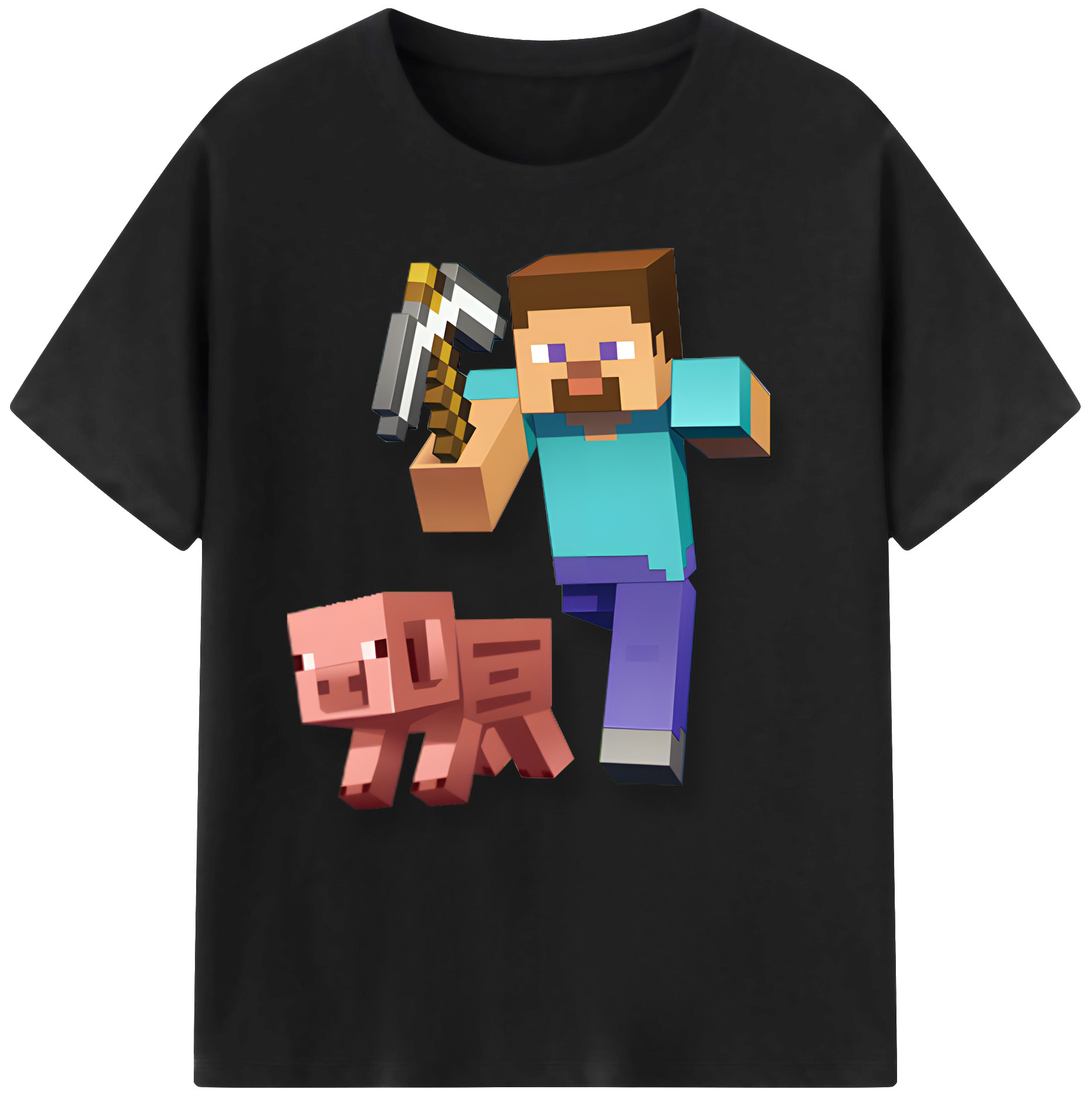 （画像用） マインクラフト ブロックの世界 Minecraft MC Block world 綿100％ メンズ半袖Tシャツ｜肌触りやわらか＆通気性