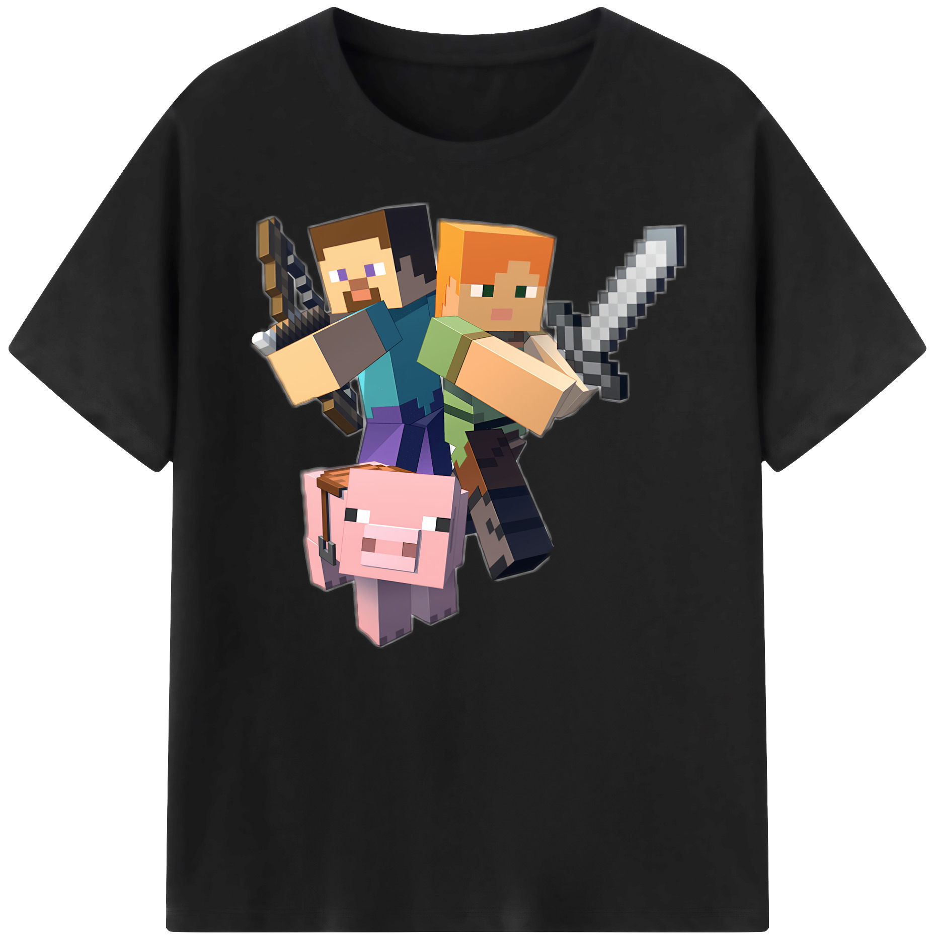 （画像用） マインクラフト ブロックの世界 Minecraft MC Block world 綿100％ メンズ半袖Tシャツ｜肌触りやわらか＆通気性
