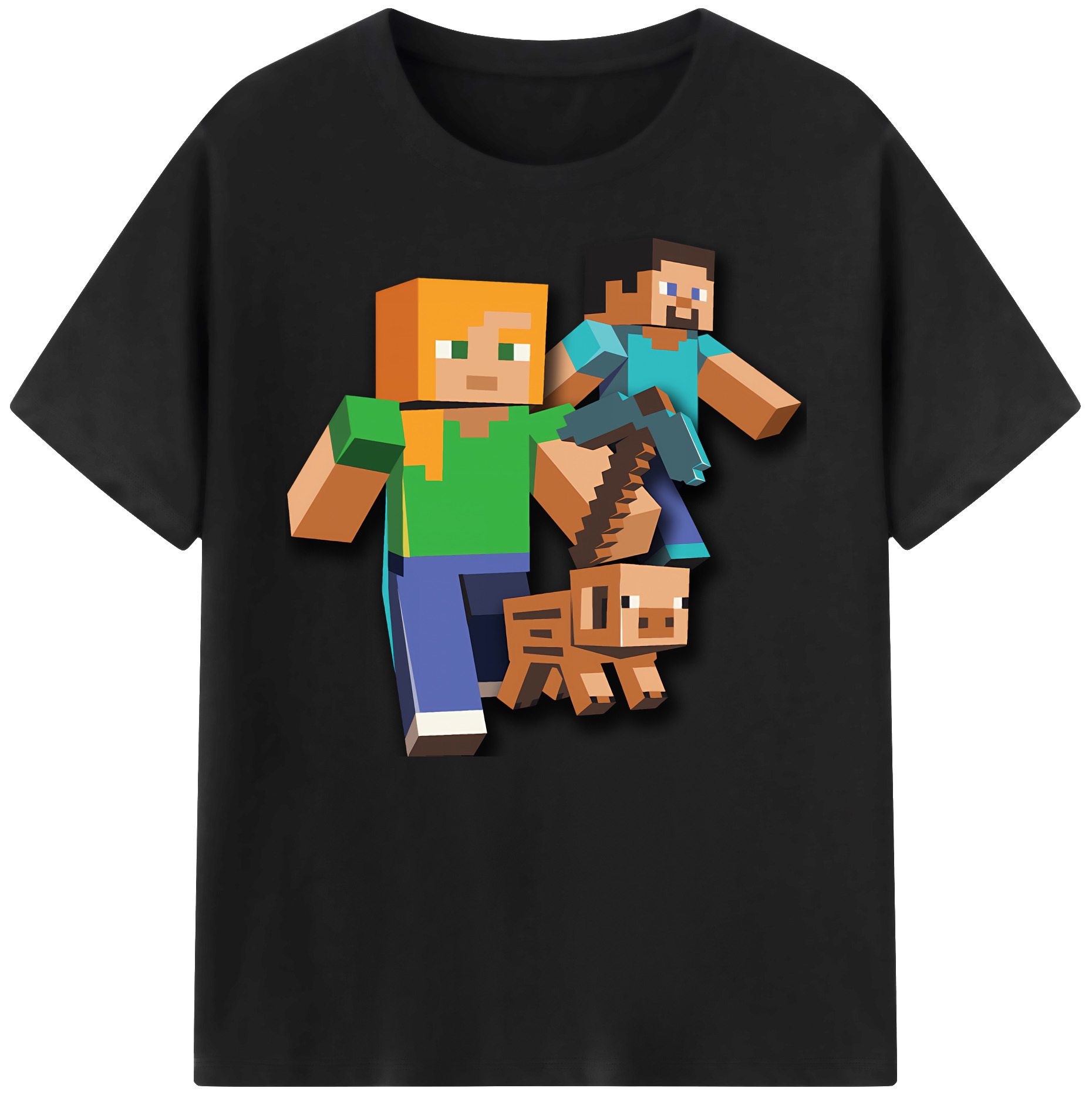 （画像用） マインクラフト ブロックの世界 Minecraft MC Block world 綿100％ メンズ半袖Tシャツ｜肌触りやわらか＆通気性