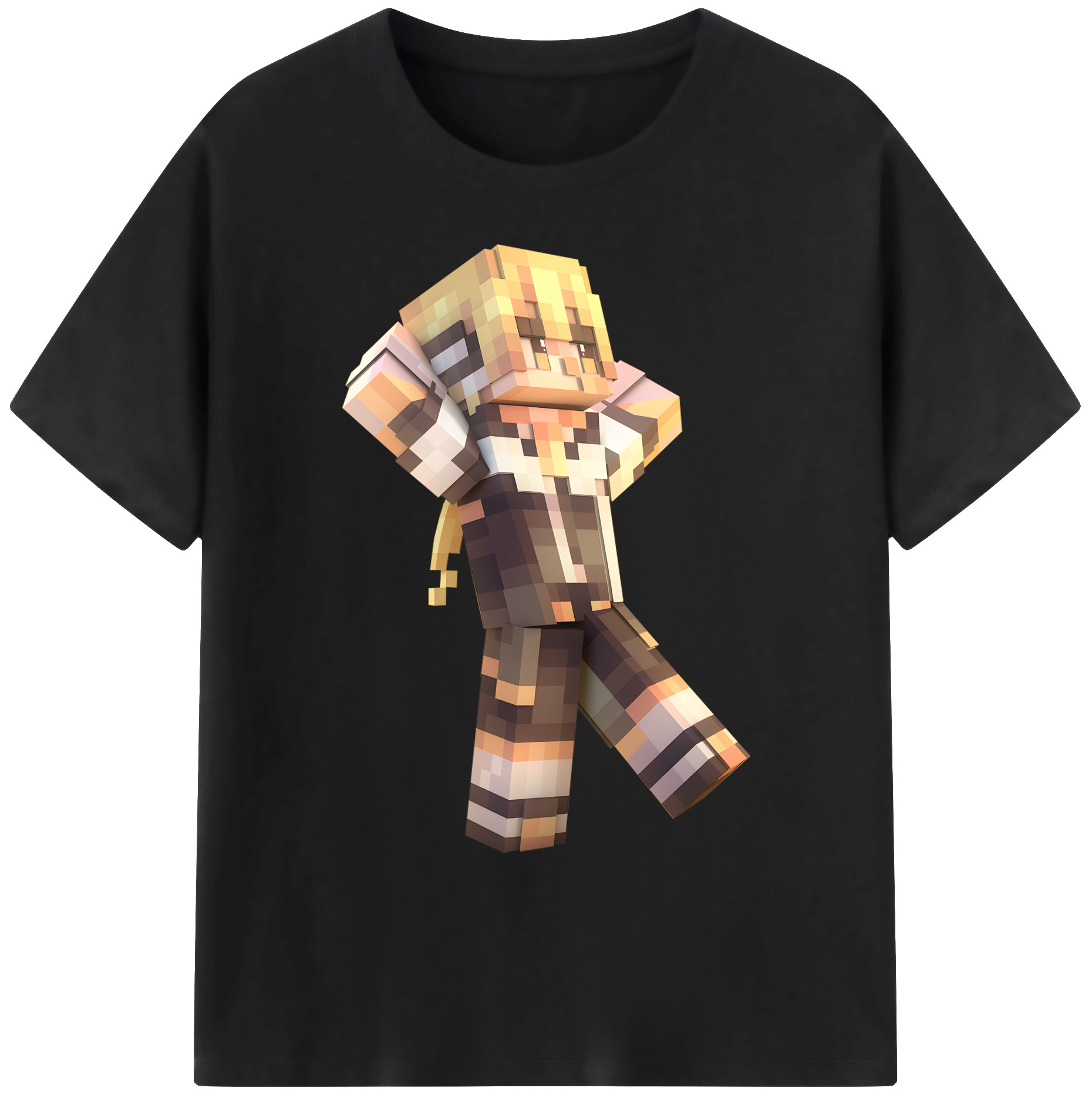 （画像用） マインクラフト ブロックの世界 Minecraft MC Block world 綿100％ メンズ半袖Tシャツ｜肌触りやわらか＆通気性