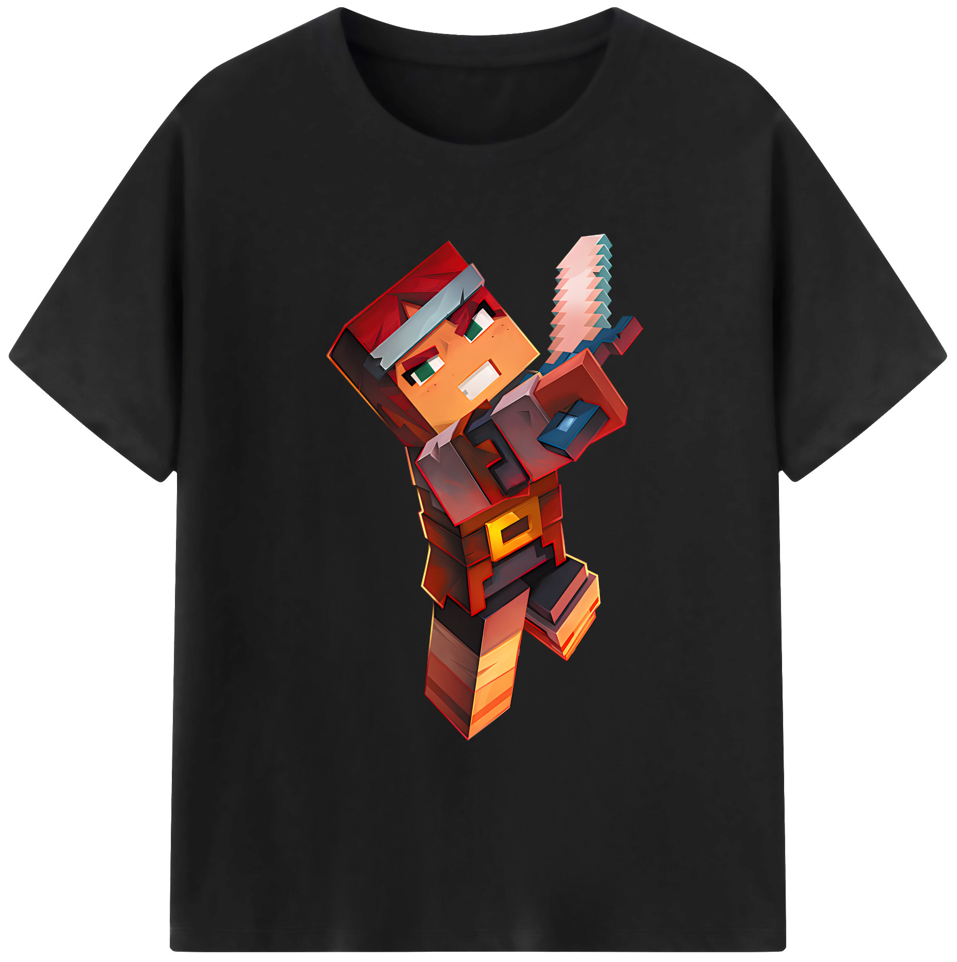 （画像用） マインクラフト ブロックの世界 Minecraft MC Block world 綿100％ メンズ半袖Tシャツ｜肌触りやわらか＆通気性