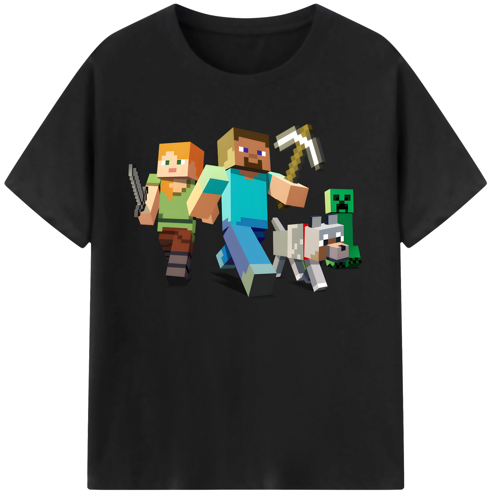 （画像用） マインクラフト ブロックの世界 Minecraft MC Block world 綿100％ メンズ半袖Tシャツ｜肌触りやわらか＆通気性