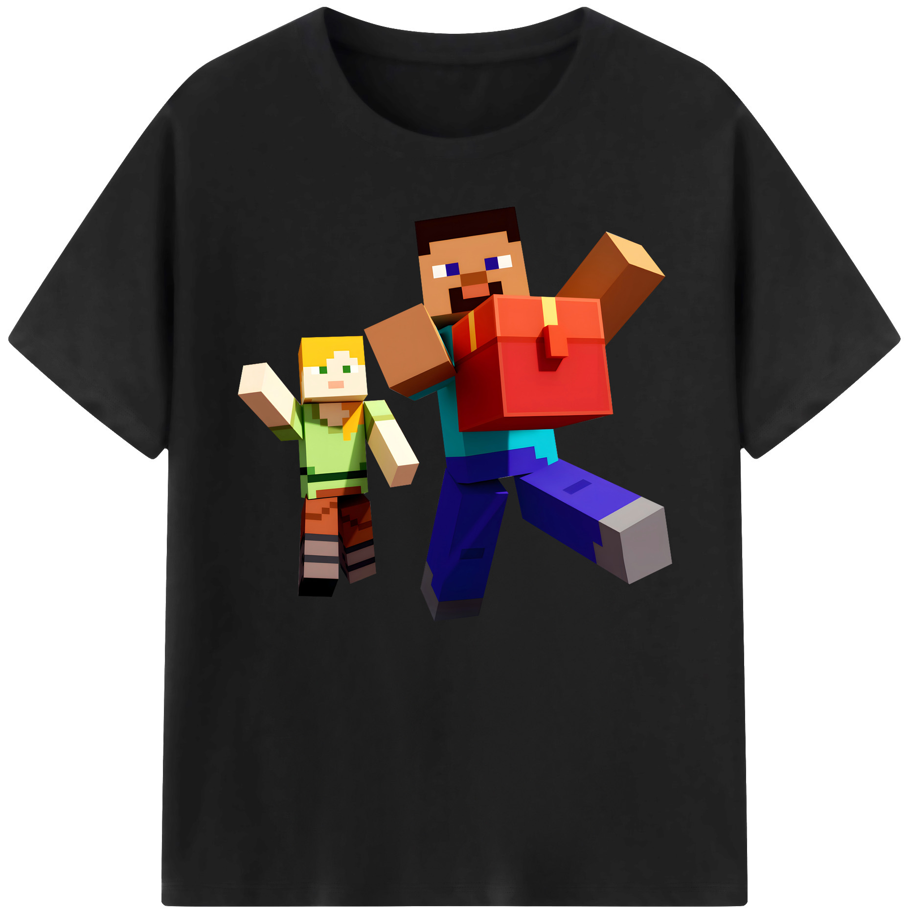 （画像用） マインクラフト ブロックの世界 Minecraft MC Block world 綿100％ メンズ半袖Tシャツ｜肌触りやわらか＆通気性