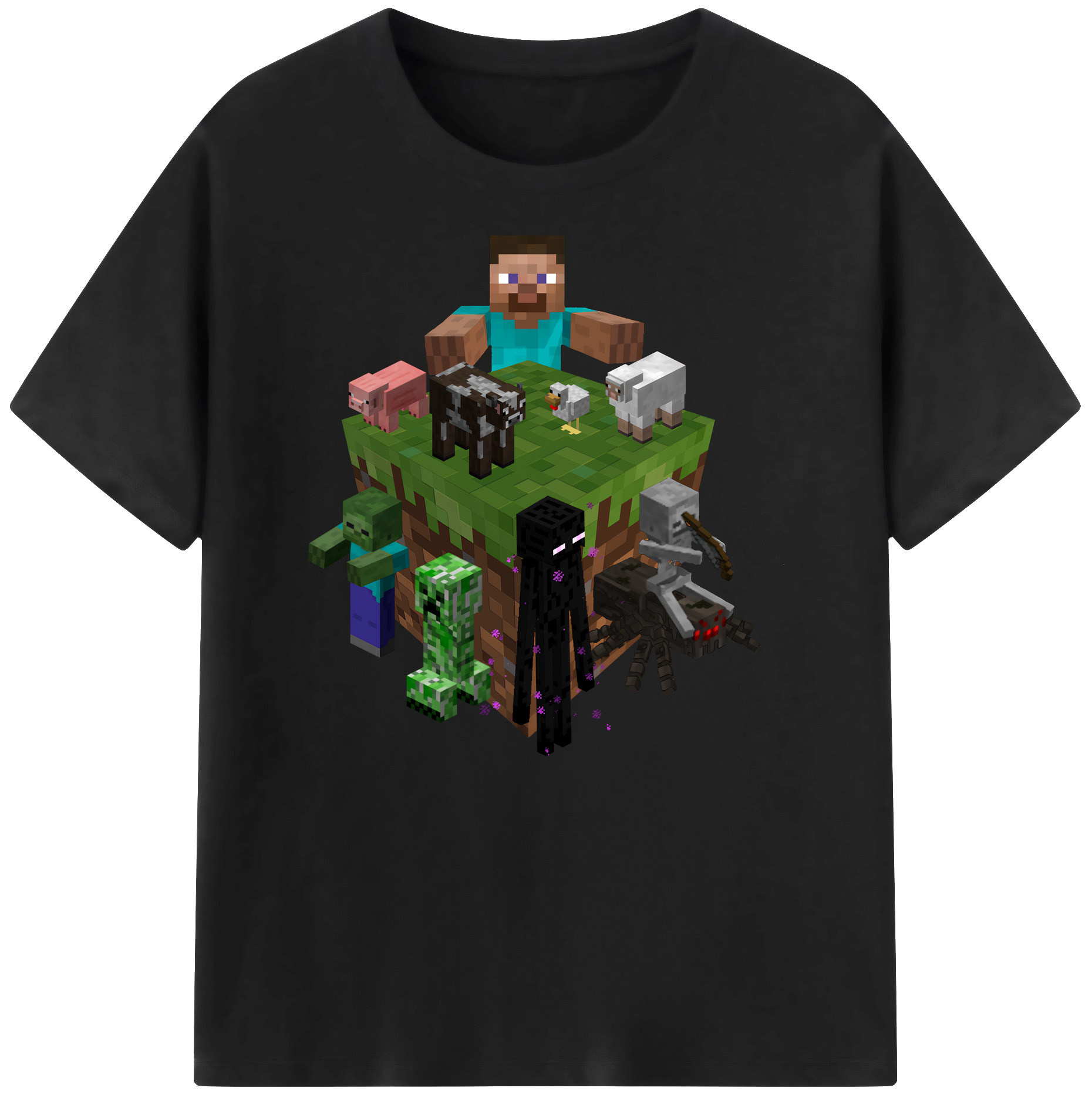 （画像用） マインクラフト ブロックの世界 Minecraft MC Block world 綿100％ メンズ半袖Tシャツ｜肌触りやわらか＆通気性