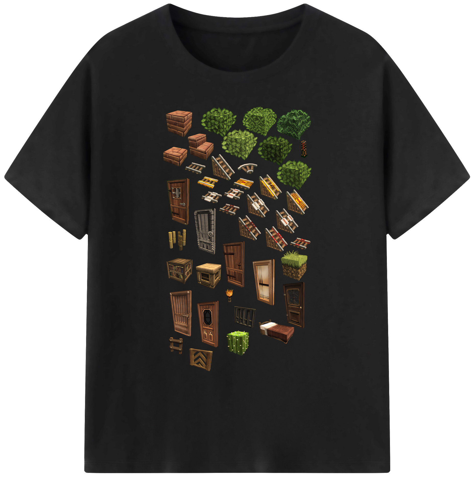 （画像用） マインクラフト ブロックの世界 Minecraft MC Block world 綿100％ メンズ半袖Tシャツ｜肌触りやわらか＆通気性