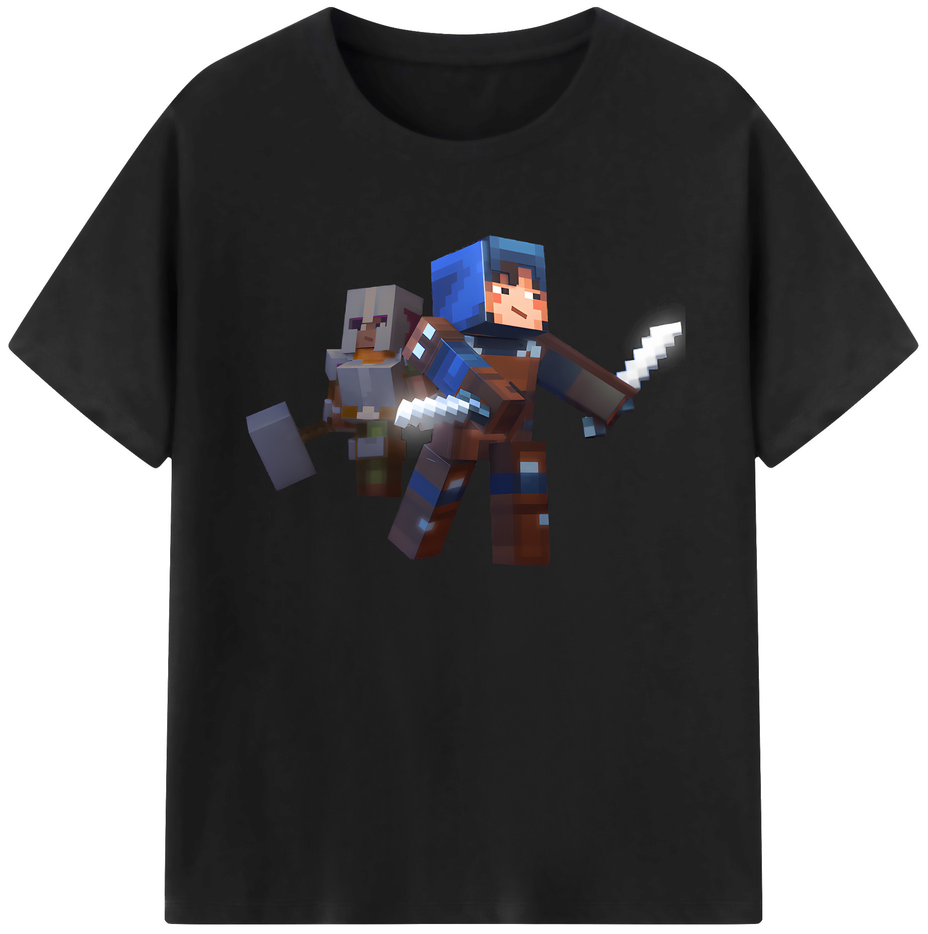 （画像用） マインクラフト ブロックの世界 Minecraft MC Block world 綿100％ メンズ半袖Tシャツ｜肌触りやわらか＆通気性