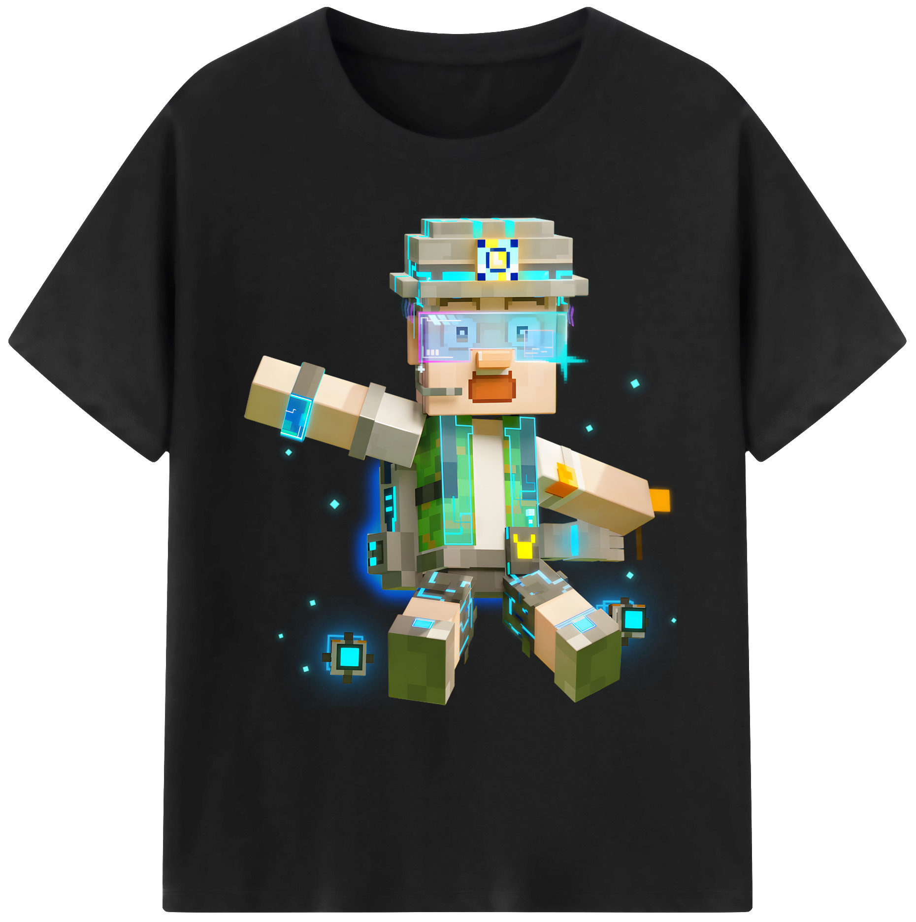 （画像用） マインクラフト ブロックの世界 Minecraft MC Block world 綿100％ メンズ半袖Tシャツ｜肌触りやわらか＆通気性