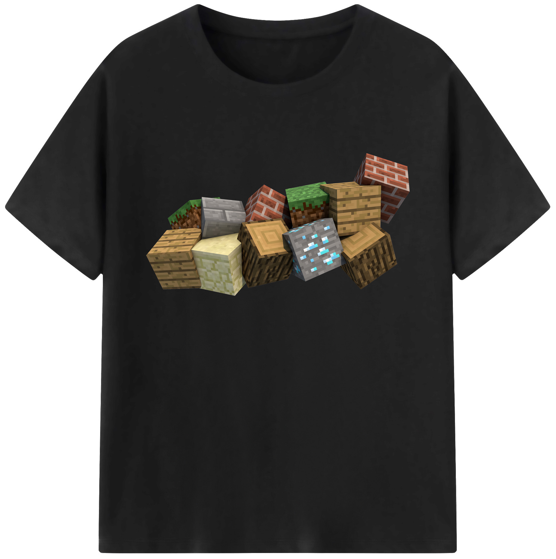 （画像用） マインクラフト ブロックの世界 Minecraft MC Block world 綿100％ メンズ半袖Tシャツ｜肌触りやわらか＆通気性