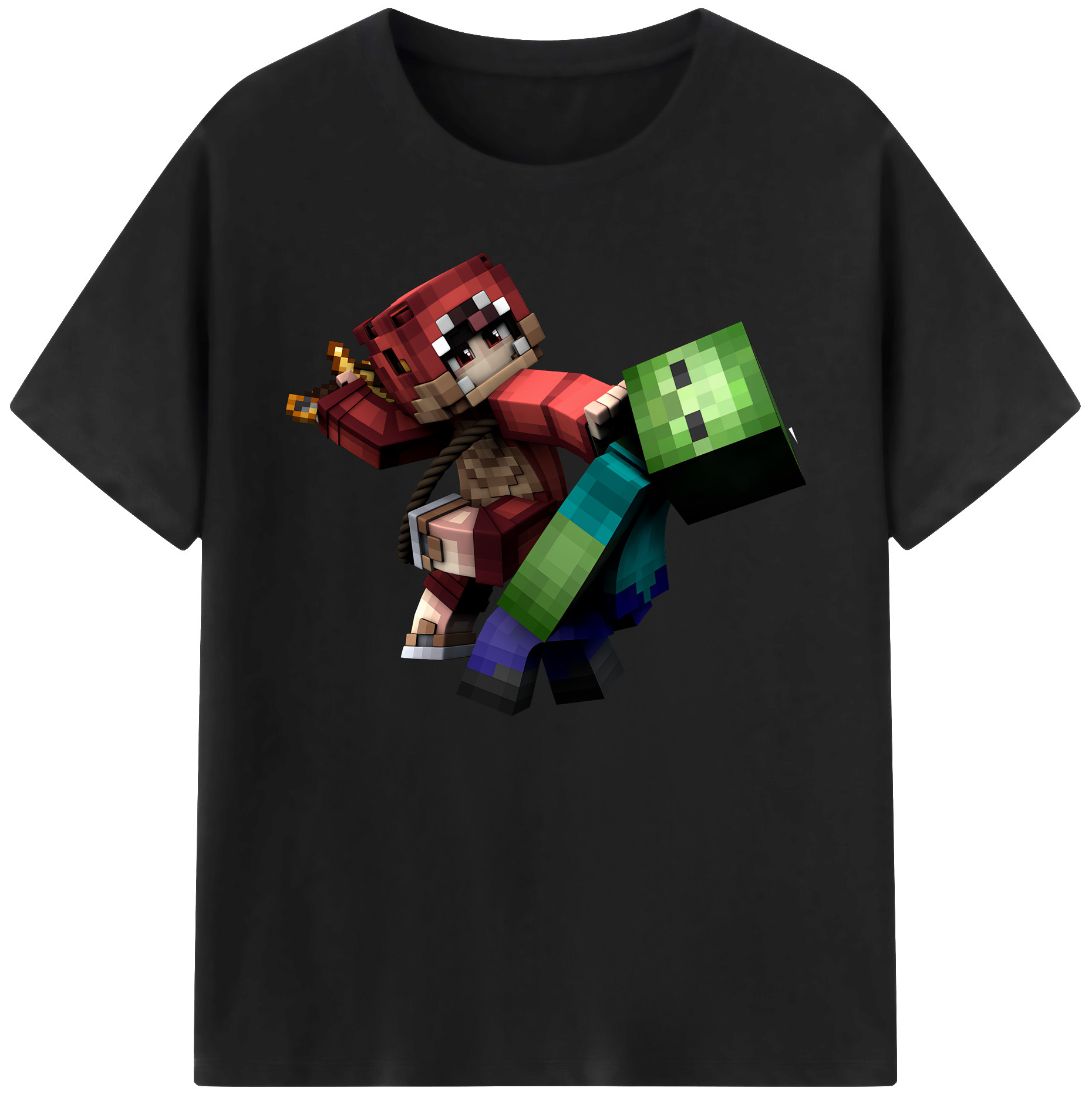 （画像用） マインクラフト ブロックの世界 Minecraft MC Block world 綿100％ メンズ半袖Tシャツ｜肌触りやわらか＆通気性
