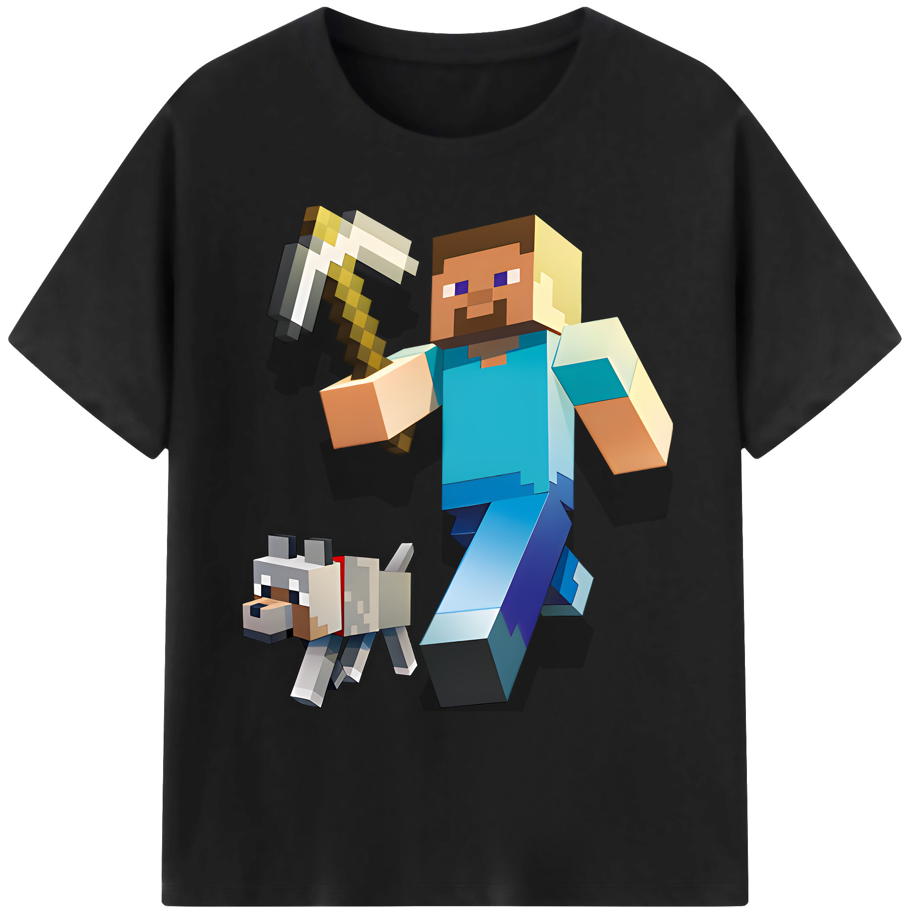 （画像用） マインクラフト ブロックの世界 Minecraft MC Block world 綿100％ メンズ半袖Tシャツ｜肌触りやわらか＆通気性