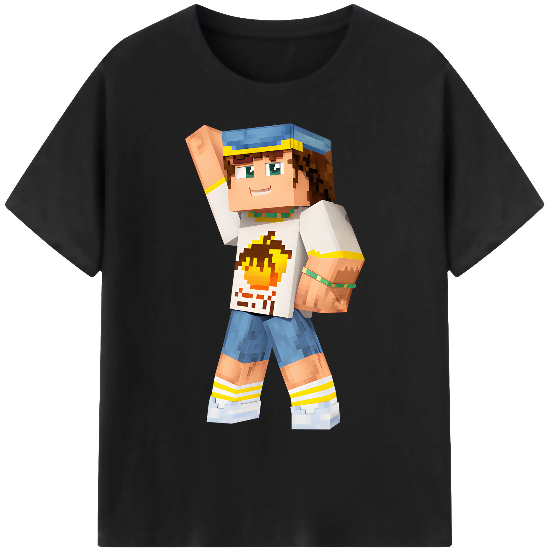 （画像用） マインクラフト ブロックの世界 Minecraft MC Block world 綿100％ メンズ半袖Tシャツ｜肌触りやわらか＆通気性