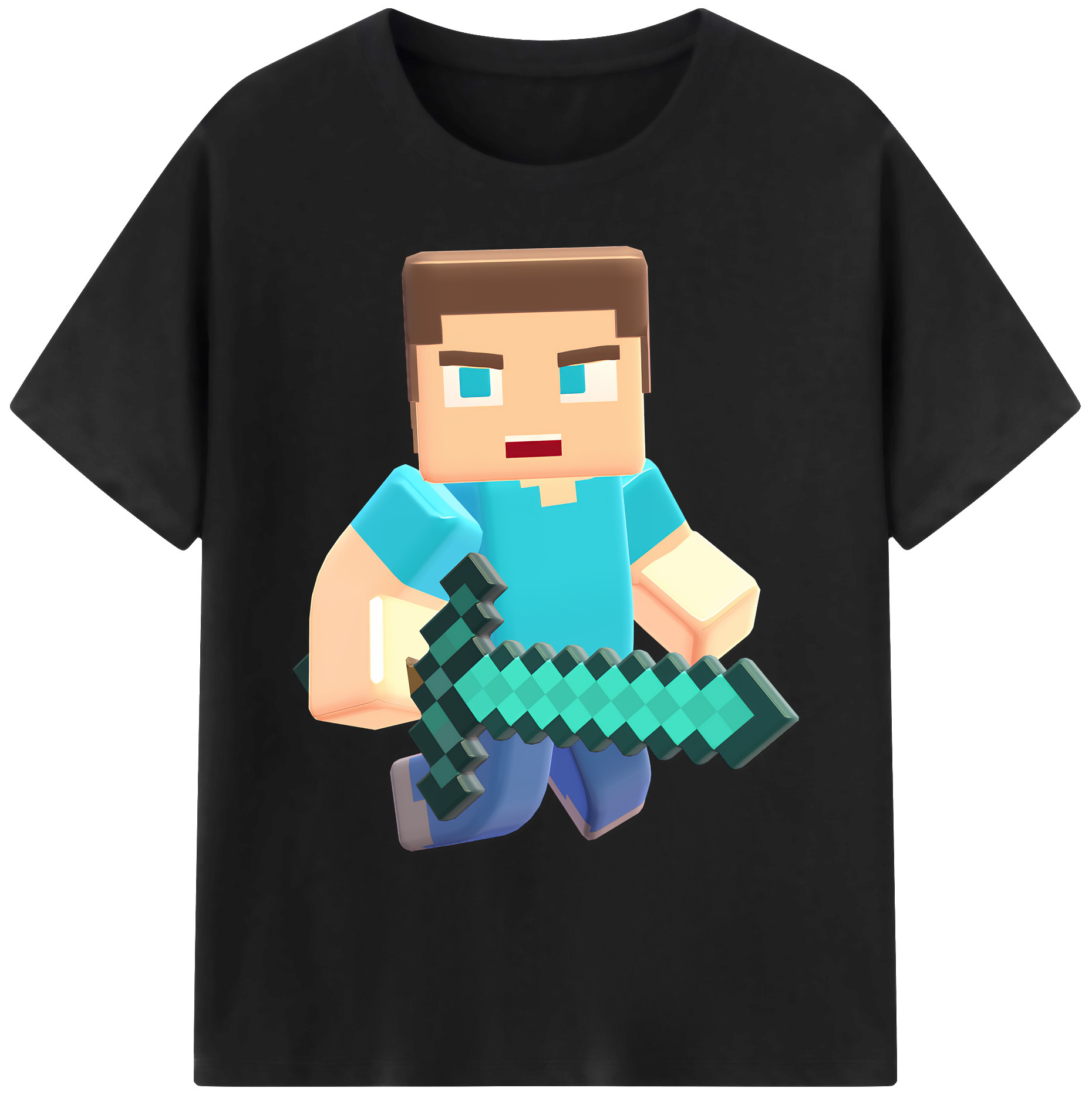 （画像用） マインクラフト ブロックの世界 Minecraft MC Block world 綿100％ メンズ半袖Tシャツ｜肌触りやわらか＆通気性