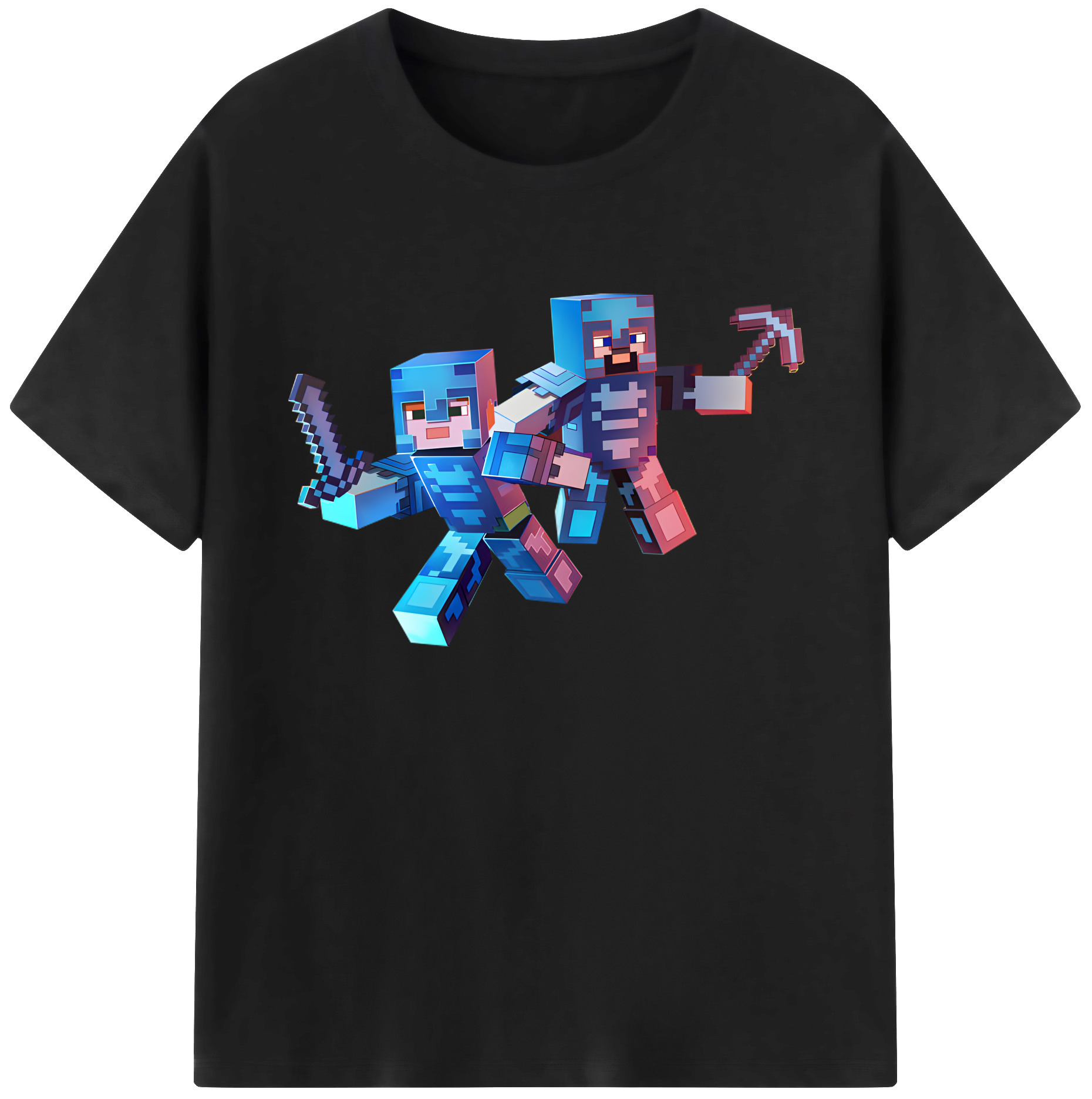 （画像用） マインクラフト ブロックの世界 Minecraft MC Block world 綿100％ メンズ半袖Tシャツ｜肌触りやわらか＆通気性