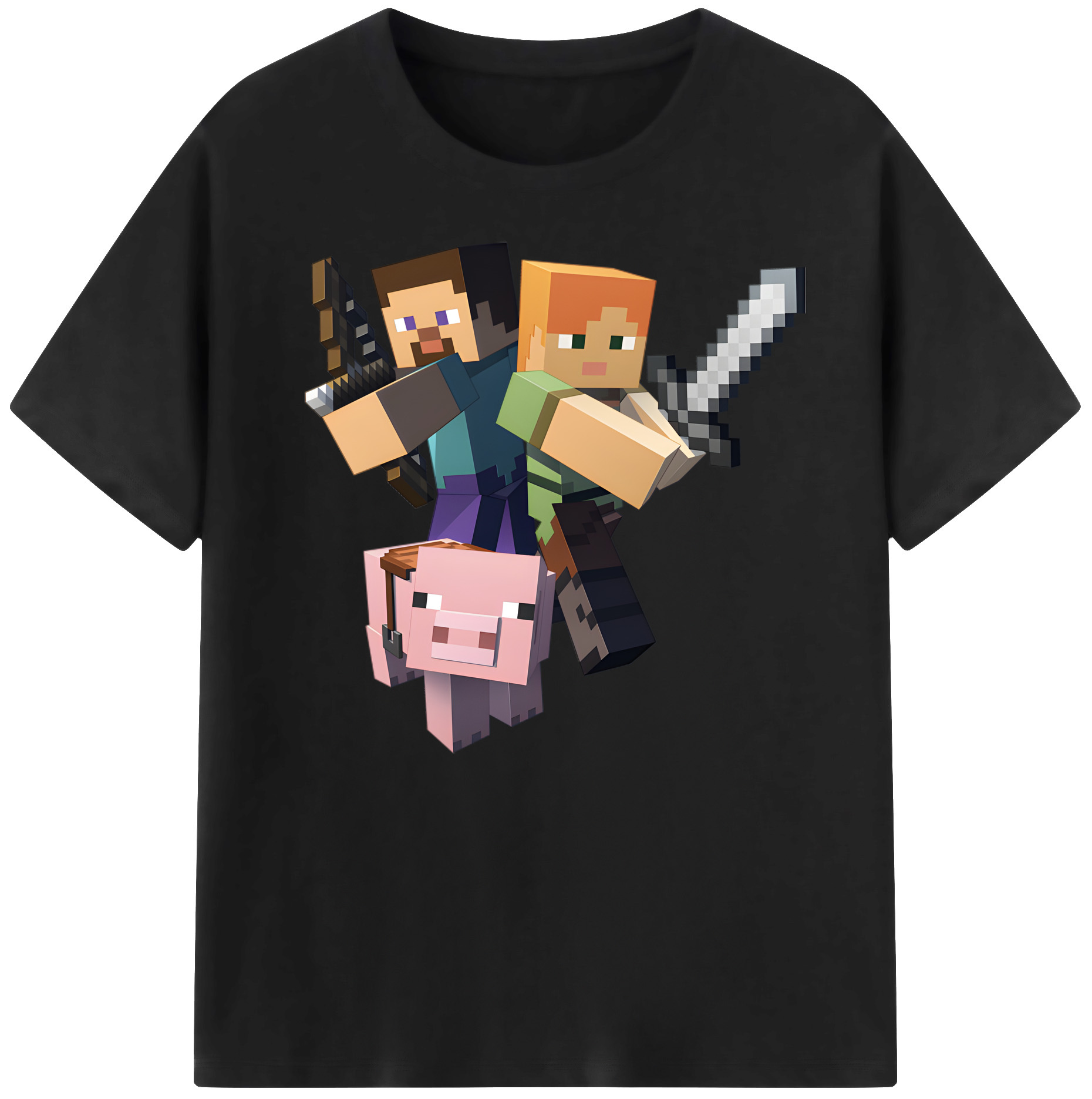 （画像用） マインクラフト ブロックの世界 Minecraft MC Block world 綿100％ メンズ半袖Tシャツ｜肌触りやわらか＆通気性