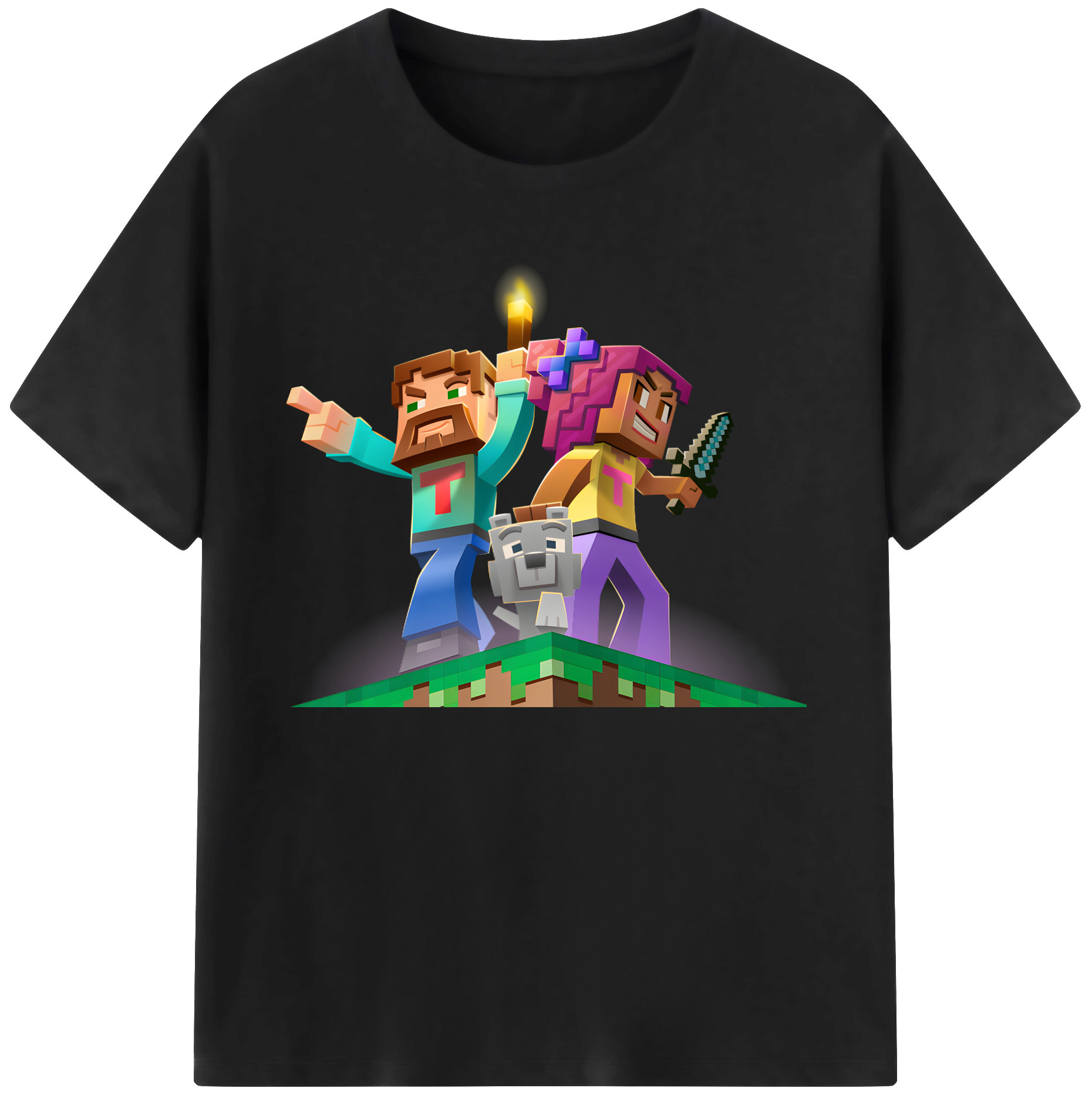 （画像用） マインクラフト ブロックの世界 Minecraft MC Block world 綿100％ メンズ半袖Tシャツ｜肌触りやわらか＆通気性