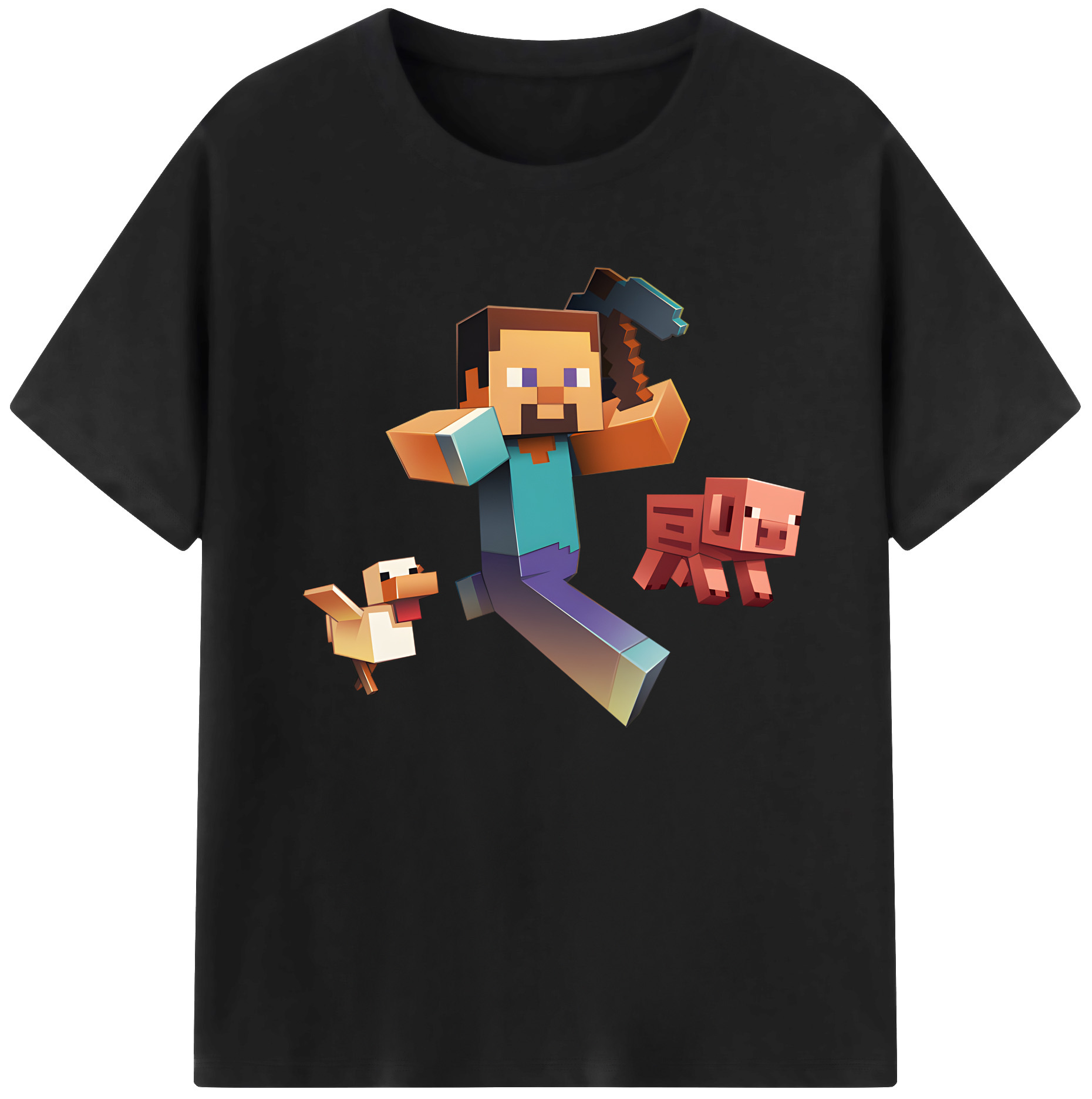 （画像用） マインクラフト ブロックの世界 Minecraft MC Block world 綿100％ メンズ半袖Tシャツ｜肌触りやわらか＆通気性