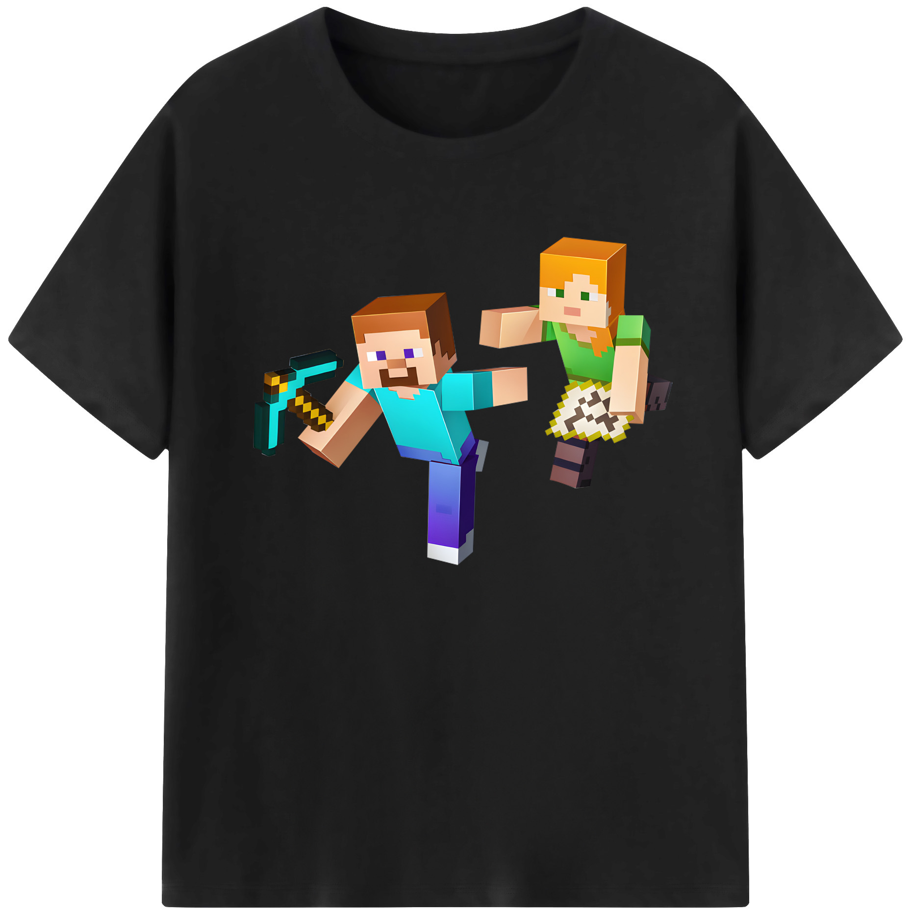 （画像用） マインクラフト ブロックの世界 Minecraft MC Block world 綿100％ メンズ半袖Tシャツ｜肌触りやわらか＆通気性