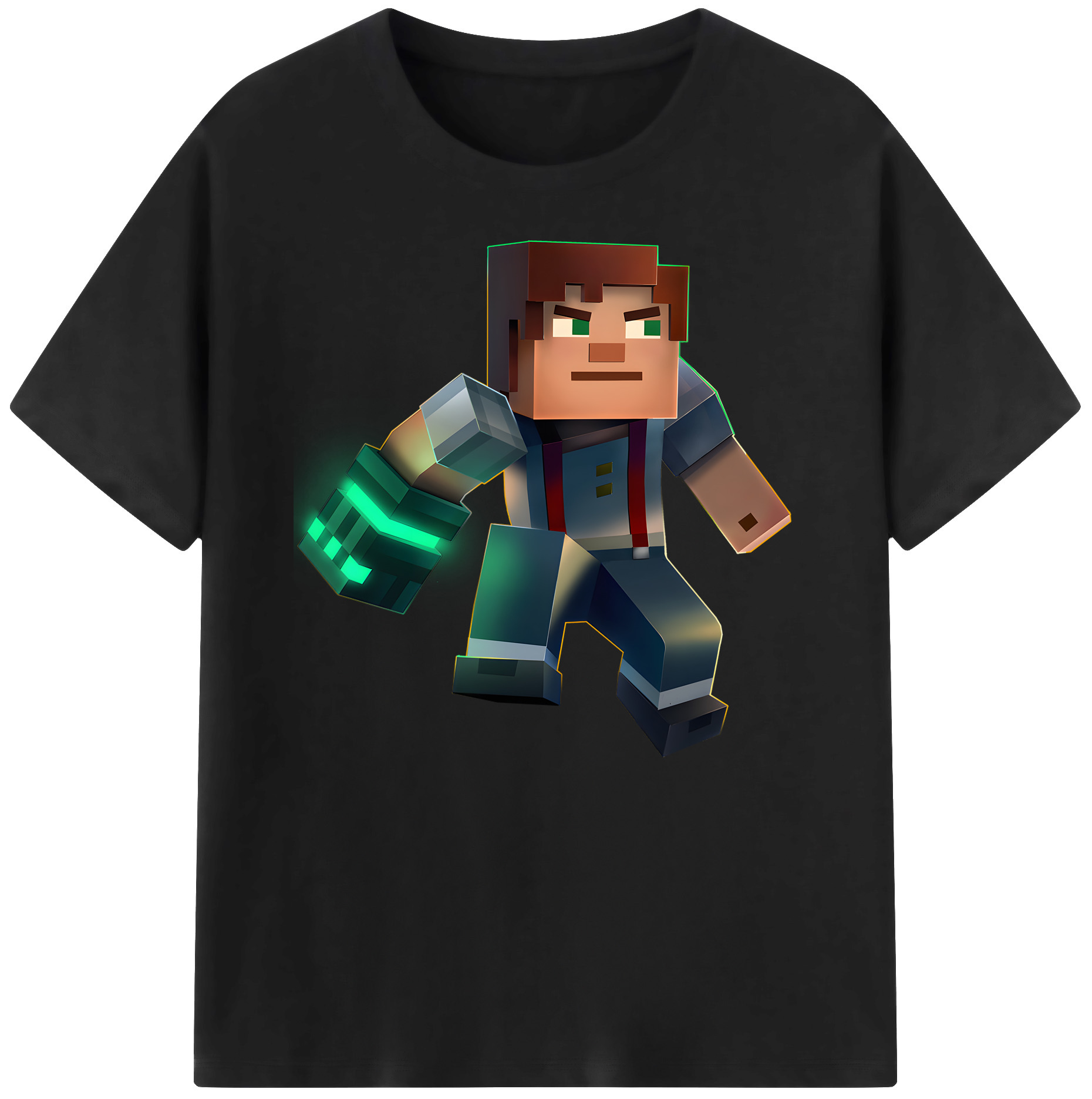 （画像用） マインクラフト ブロックの世界 Minecraft MC Block world 綿100％ メンズ半袖Tシャツ｜肌触りやわらか＆通気性