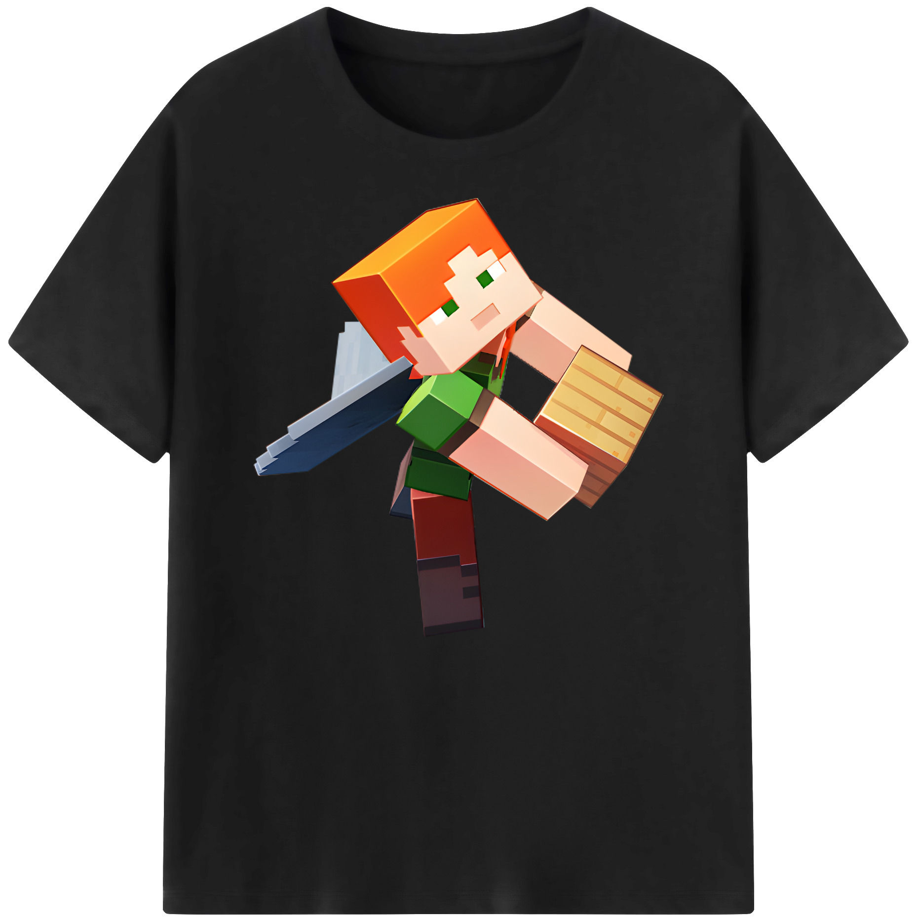 （画像用） マインクラフト ブロックの世界 Minecraft MC Block world 綿100％ メンズ半袖Tシャツ｜肌触りやわらか＆通気性