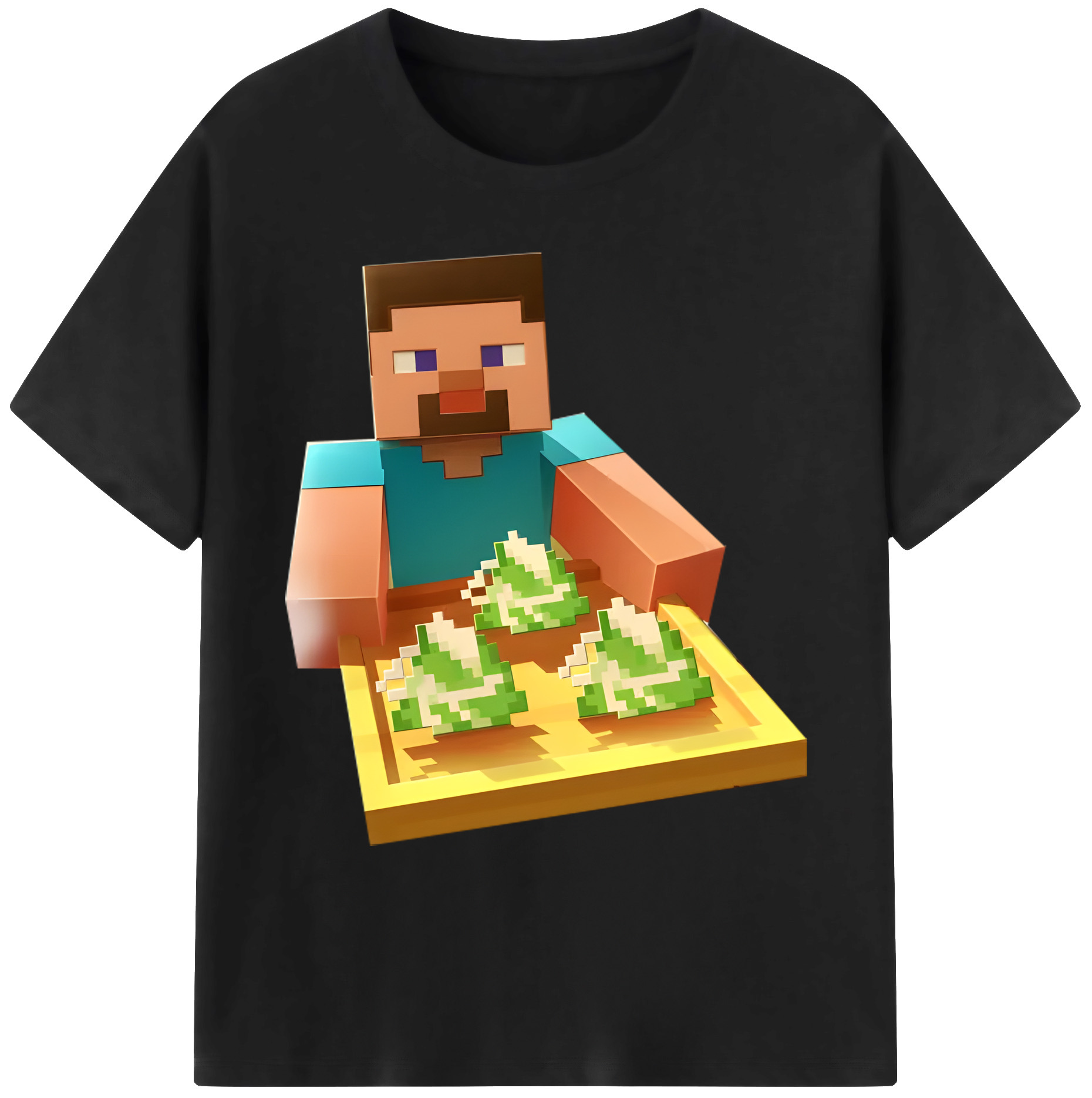 （画像用） マインクラフト ブロックの世界 Minecraft MC Block world 綿100％ メンズ半袖Tシャツ｜肌触りやわらか＆通気性