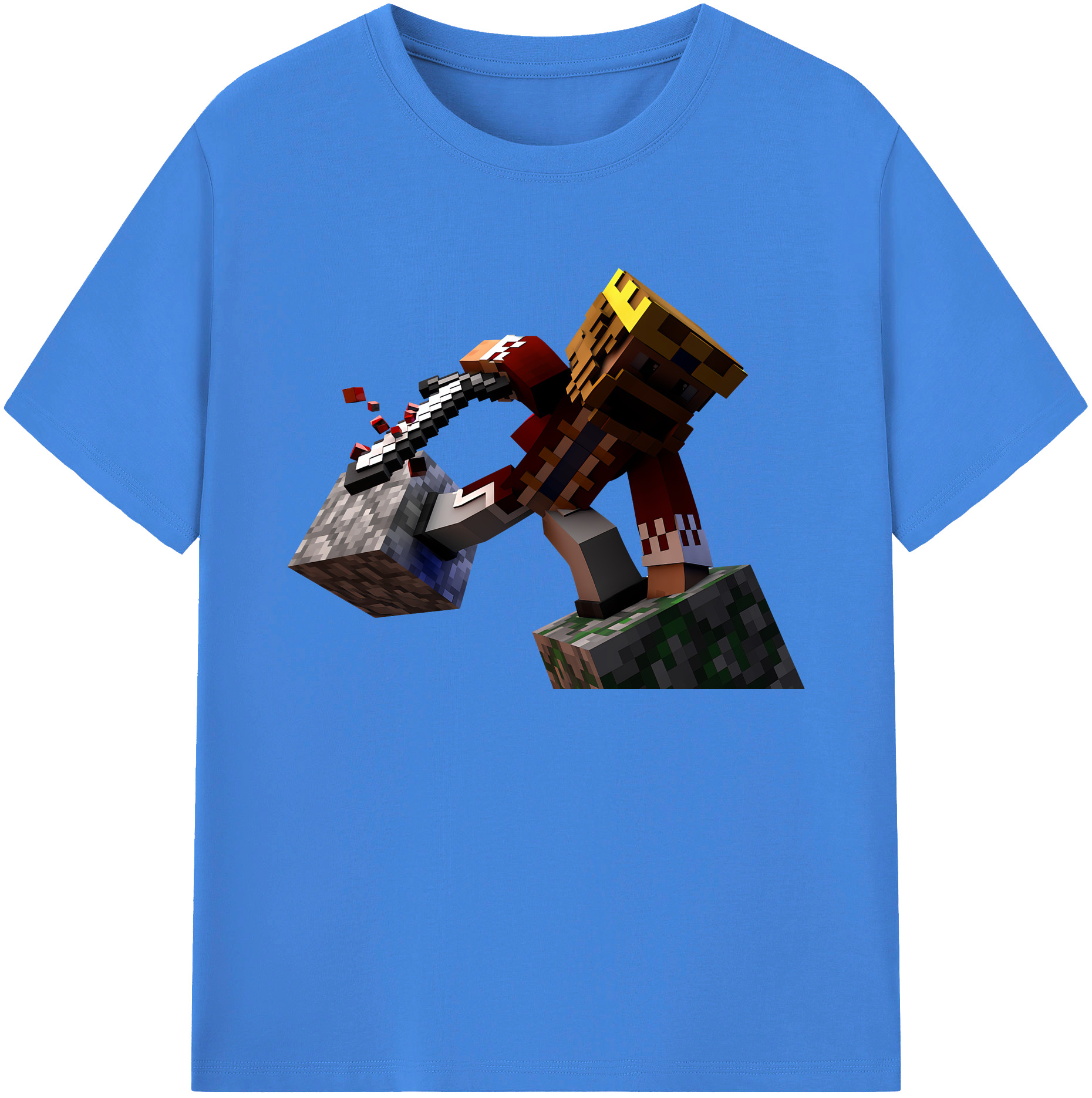 （画像用） マインクラフト ブロックの世界 Minecraft MC Block world 綿100％ メンズ半袖Tシャツ｜肌触りやわらか＆通気性