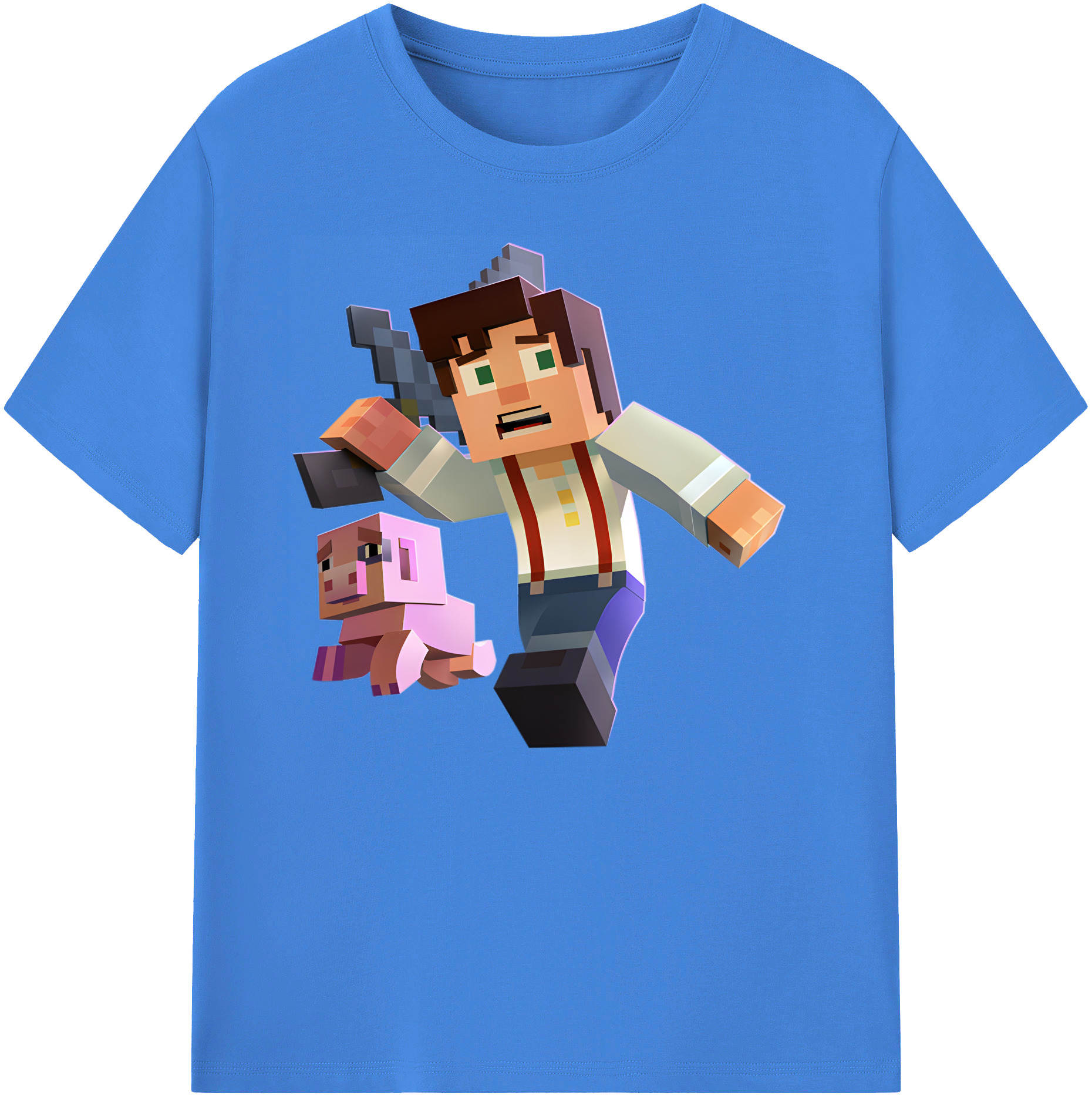 （画像用） マインクラフト ブロックの世界 Minecraft MC Block world 綿100％ メンズ半袖Tシャツ｜肌触りやわらか＆通気性