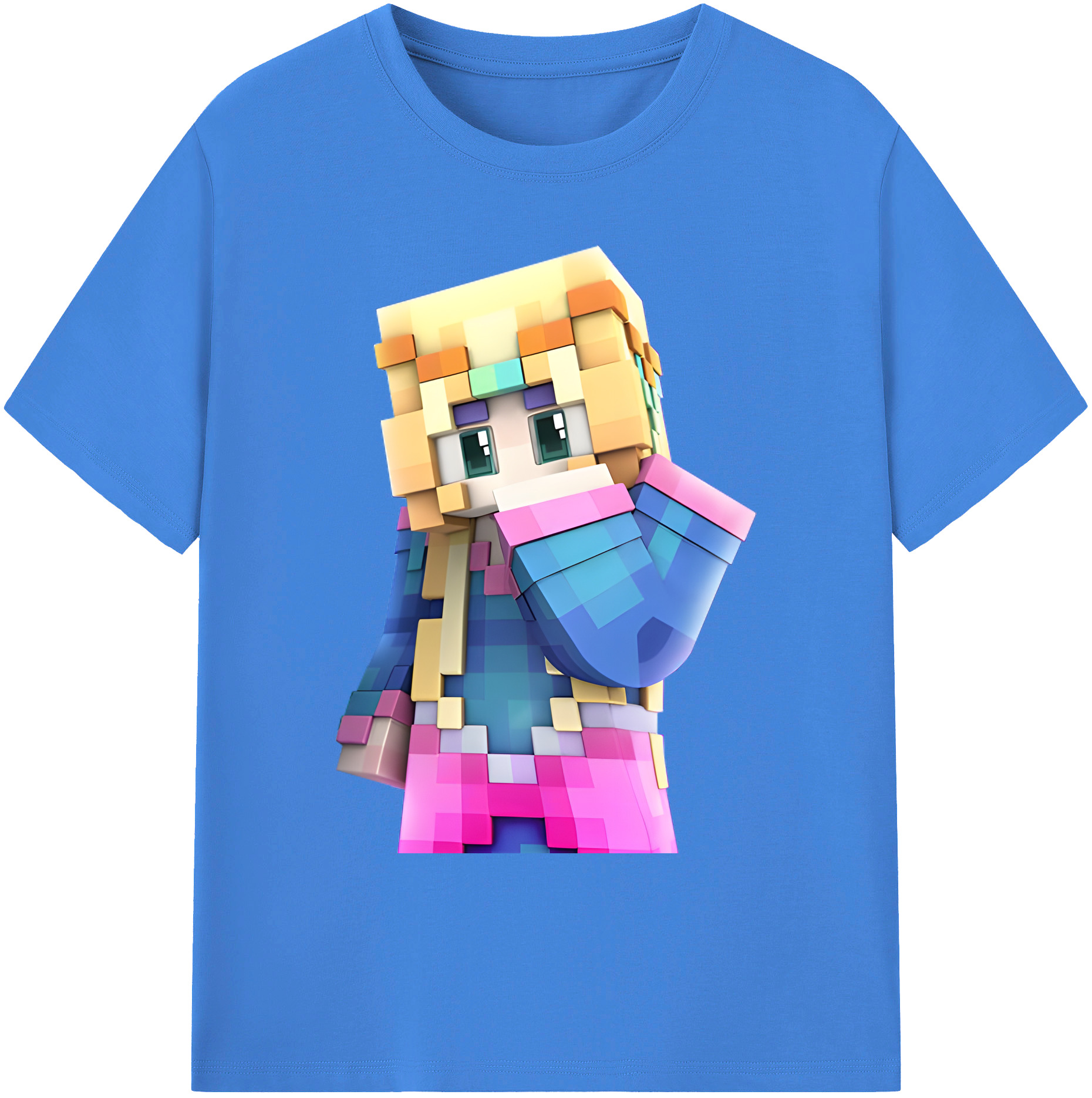 （画像用） マインクラフト ブロックの世界 Minecraft MC Block world 綿100％ メンズ半袖Tシャツ｜肌触りやわらか＆通気性