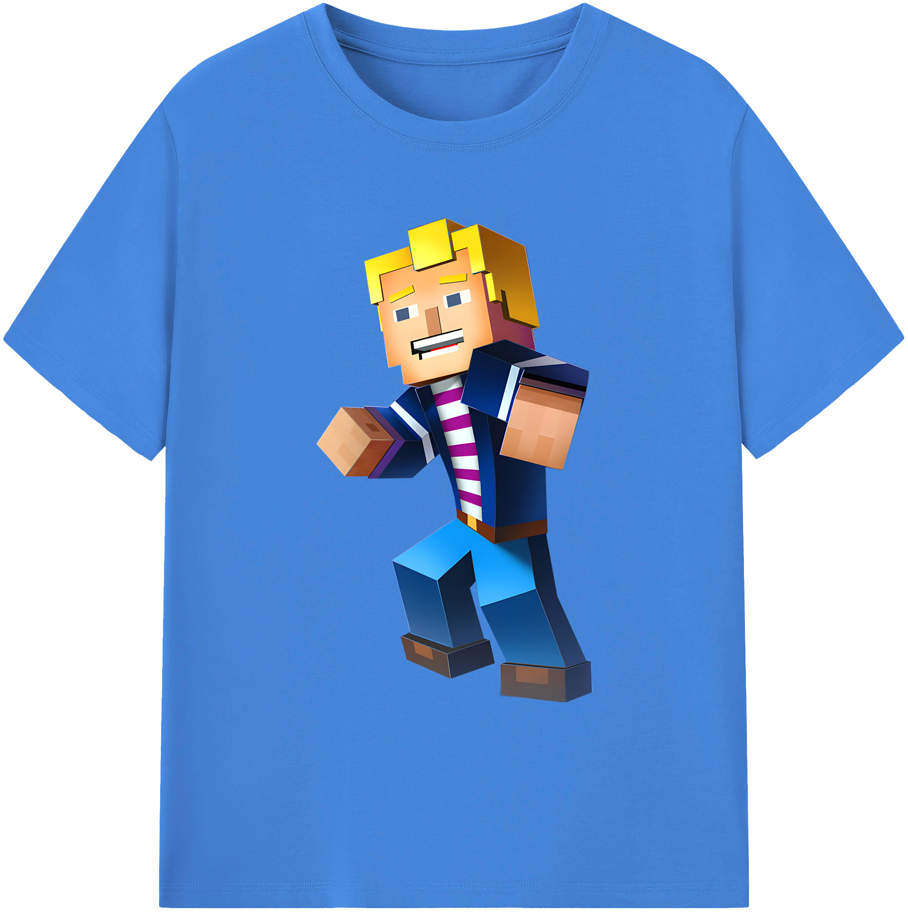 （画像用） マインクラフト ブロックの世界 Minecraft MC Block world 綿100％ メンズ半袖Tシャツ｜肌触りやわらか＆通気性