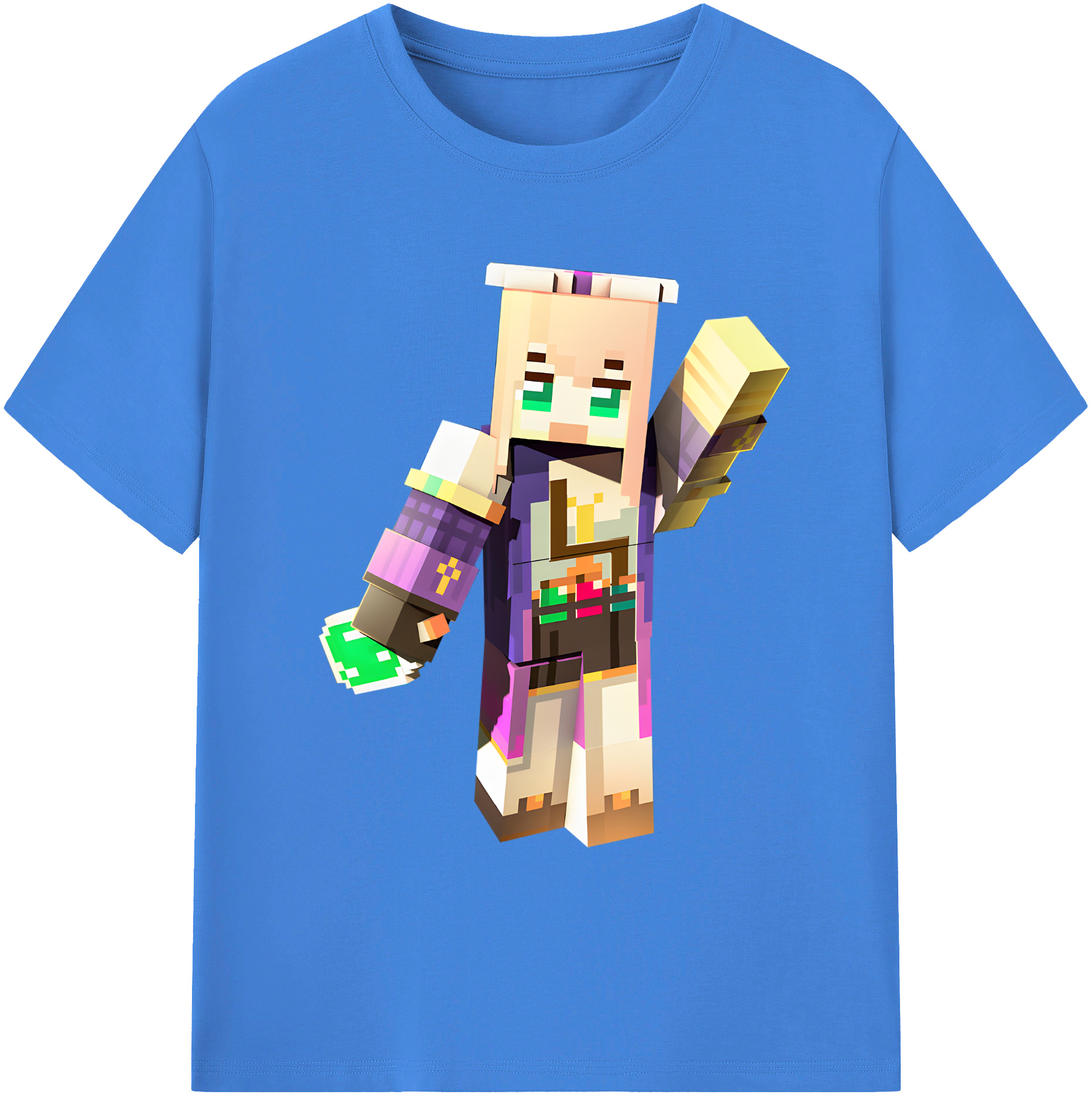（画像用） マインクラフト ブロックの世界 Minecraft MC Block world 綿100％ メンズ半袖Tシャツ｜肌触りやわらか＆通気性