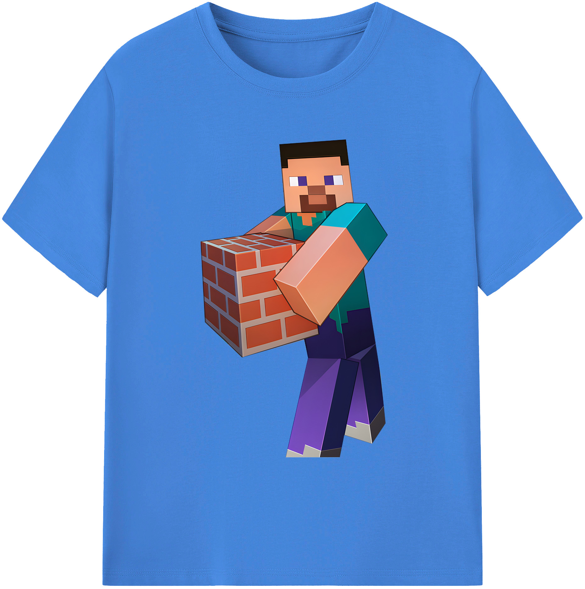 （画像用） マインクラフト ブロックの世界 Minecraft MC Block world 綿100％ メンズ半袖Tシャツ｜肌触りやわらか＆通気性