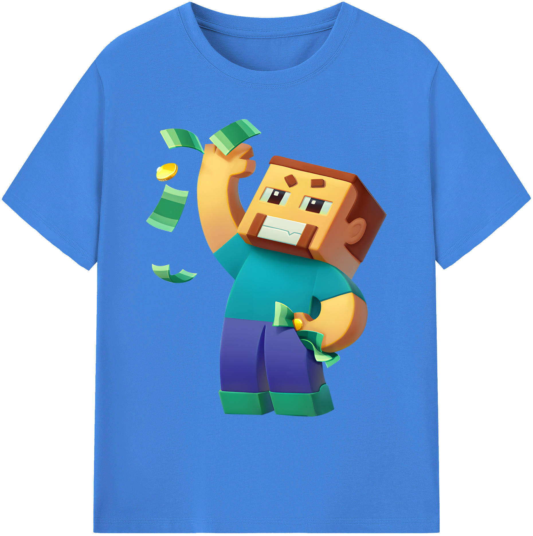 （画像用） マインクラフト ブロックの世界 Minecraft MC Block world 綿100％ メンズ半袖Tシャツ｜肌触りやわらか＆通気性