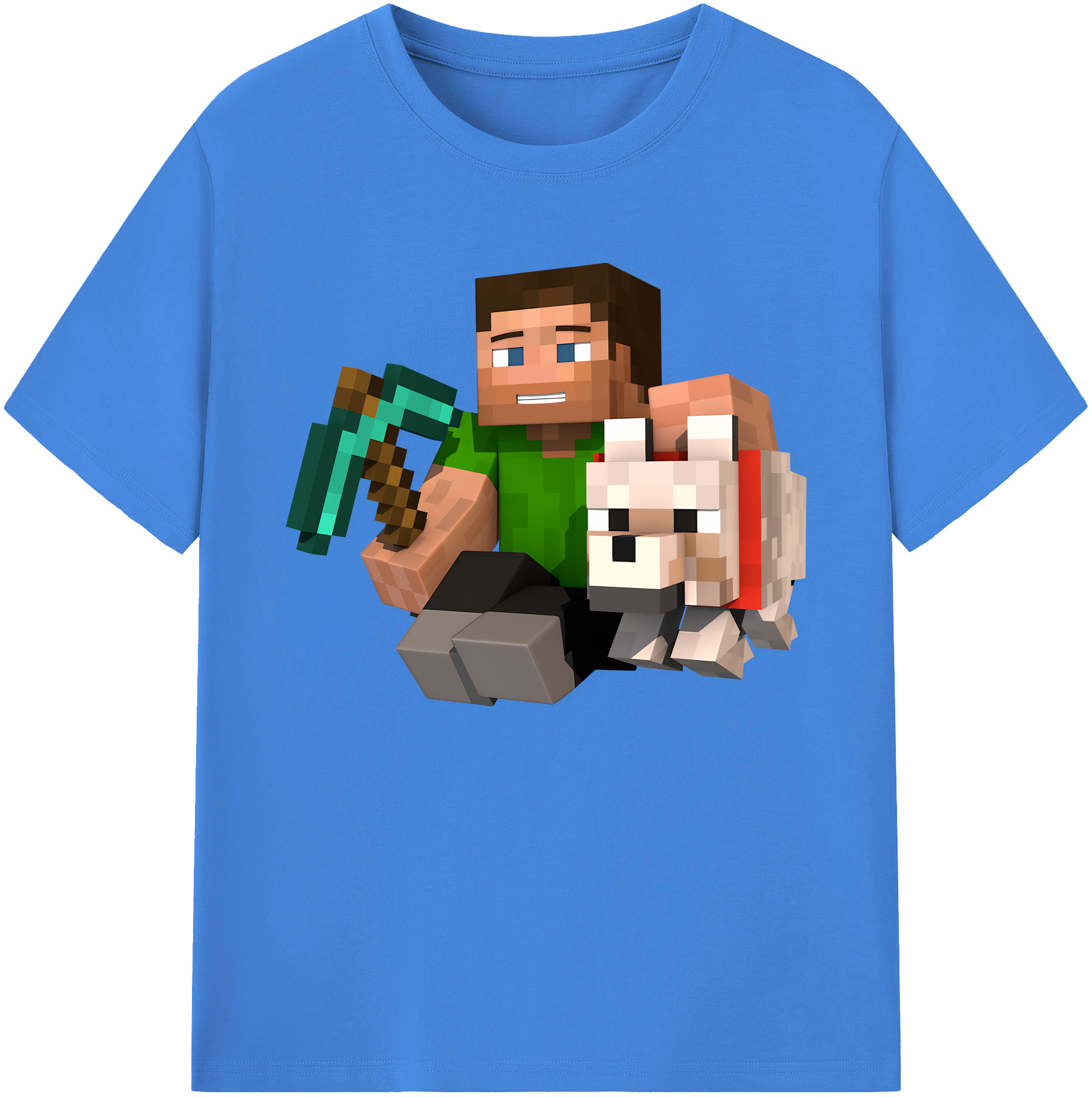 （画像用） マインクラフト ブロックの世界 Minecraft MC Block world 綿100％ メンズ半袖Tシャツ｜肌触りやわらか＆通気性