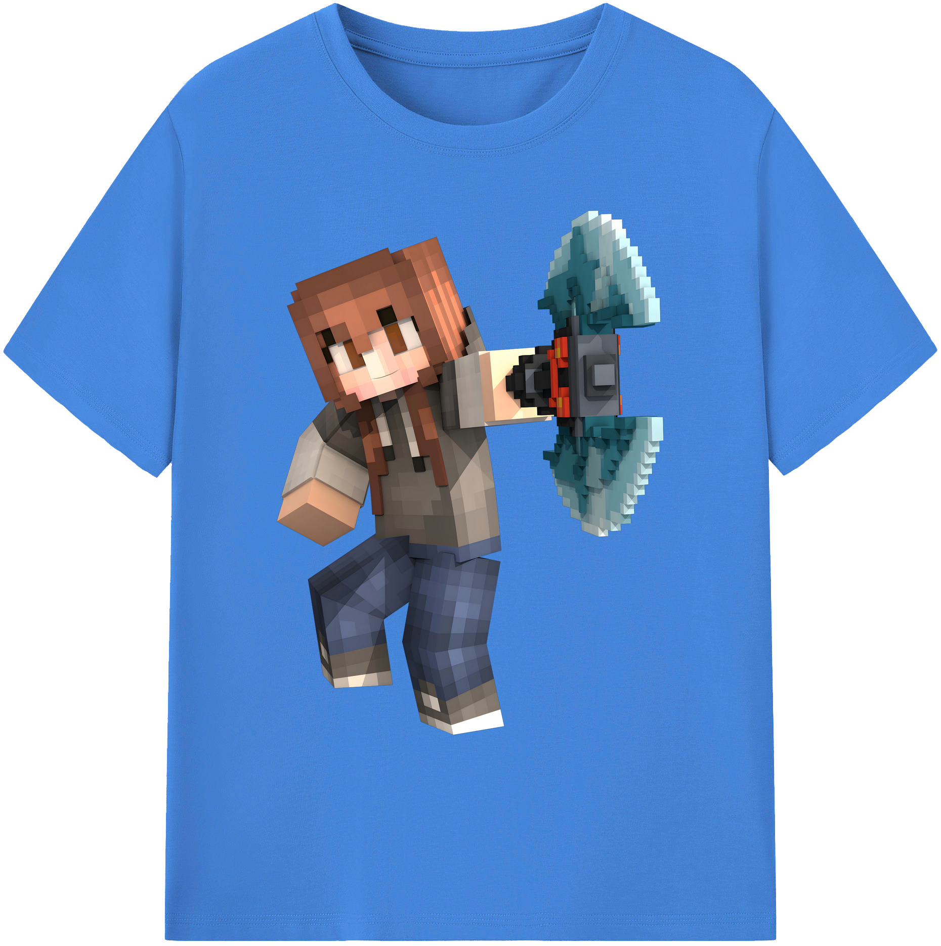 （画像用） マインクラフト ブロックの世界 Minecraft MC Block world 綿100％ メンズ半袖Tシャツ｜肌触りやわらか＆通気性