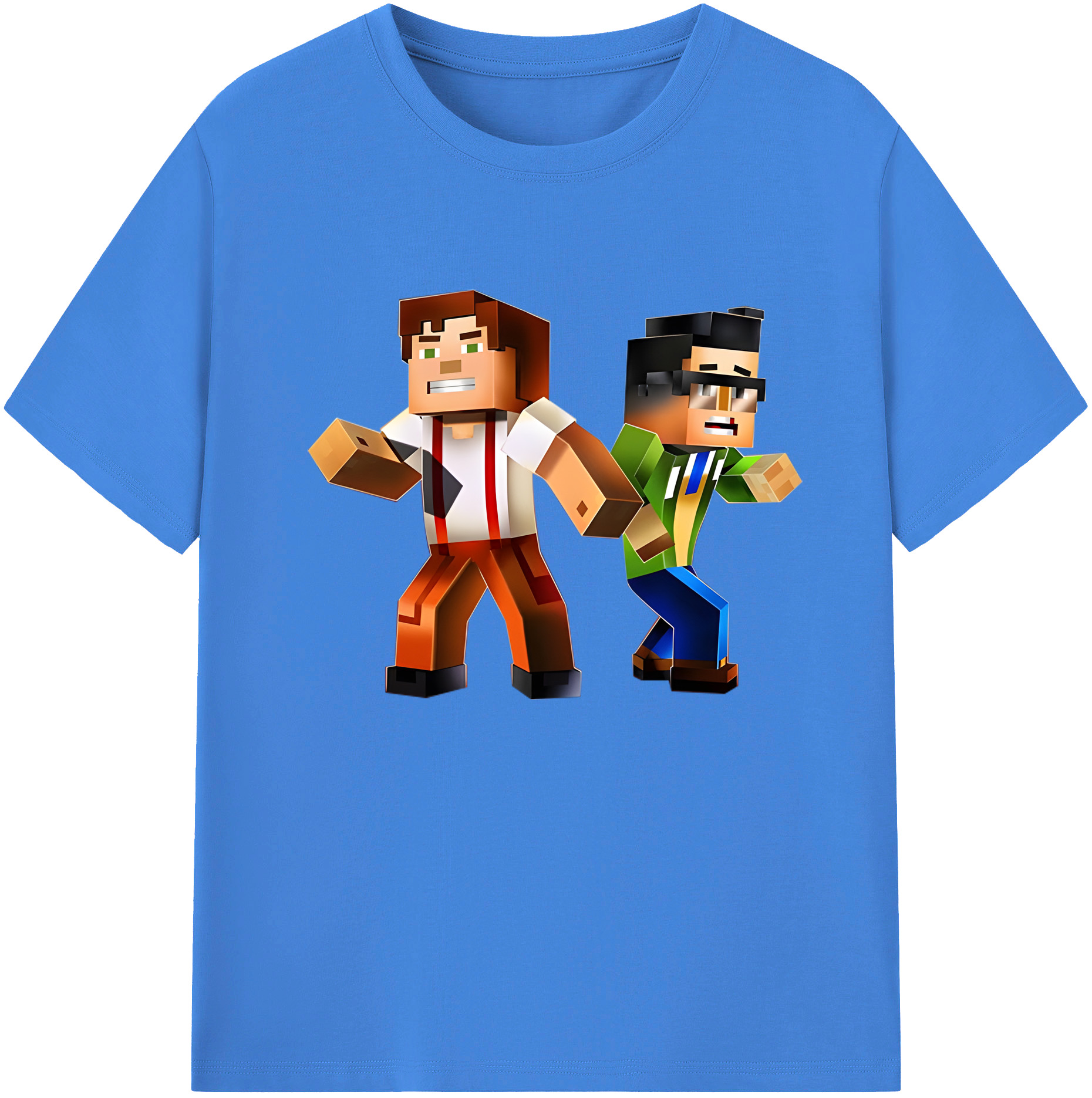 （画像用） マインクラフト ブロックの世界 Minecraft MC Block world 綿100％ メンズ半袖Tシャツ｜肌触りやわらか＆通気性
