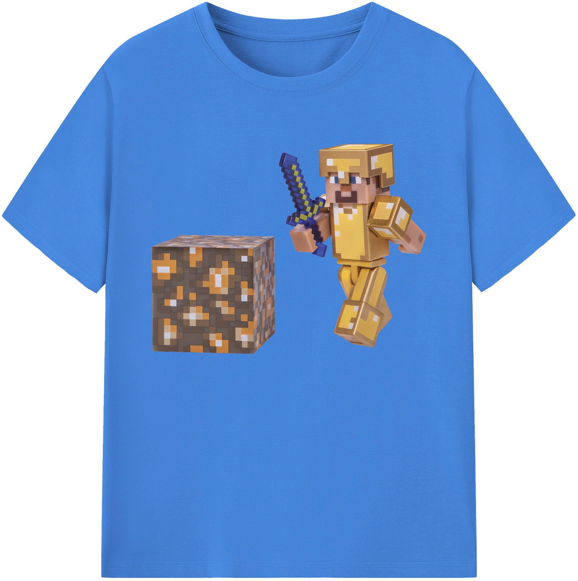 （画像用） マインクラフト ブロックの世界 Minecraft MC Block world 綿100％ メンズ半袖Tシャツ｜肌触りやわらか＆通気性