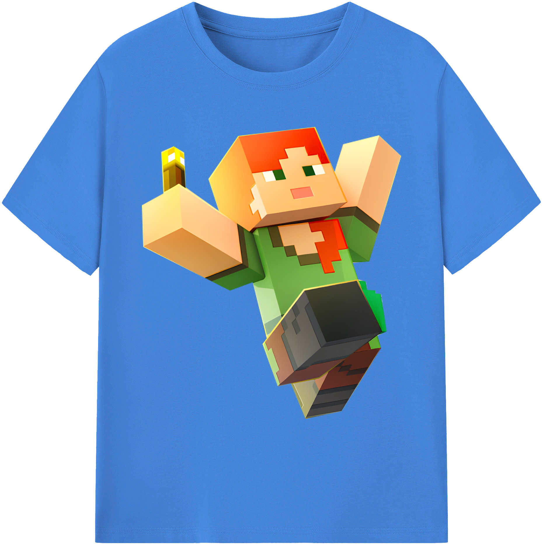 （画像用） マインクラフト ブロックの世界 Minecraft MC Block world 綿100％ メンズ半袖Tシャツ｜肌触りやわらか＆通気性