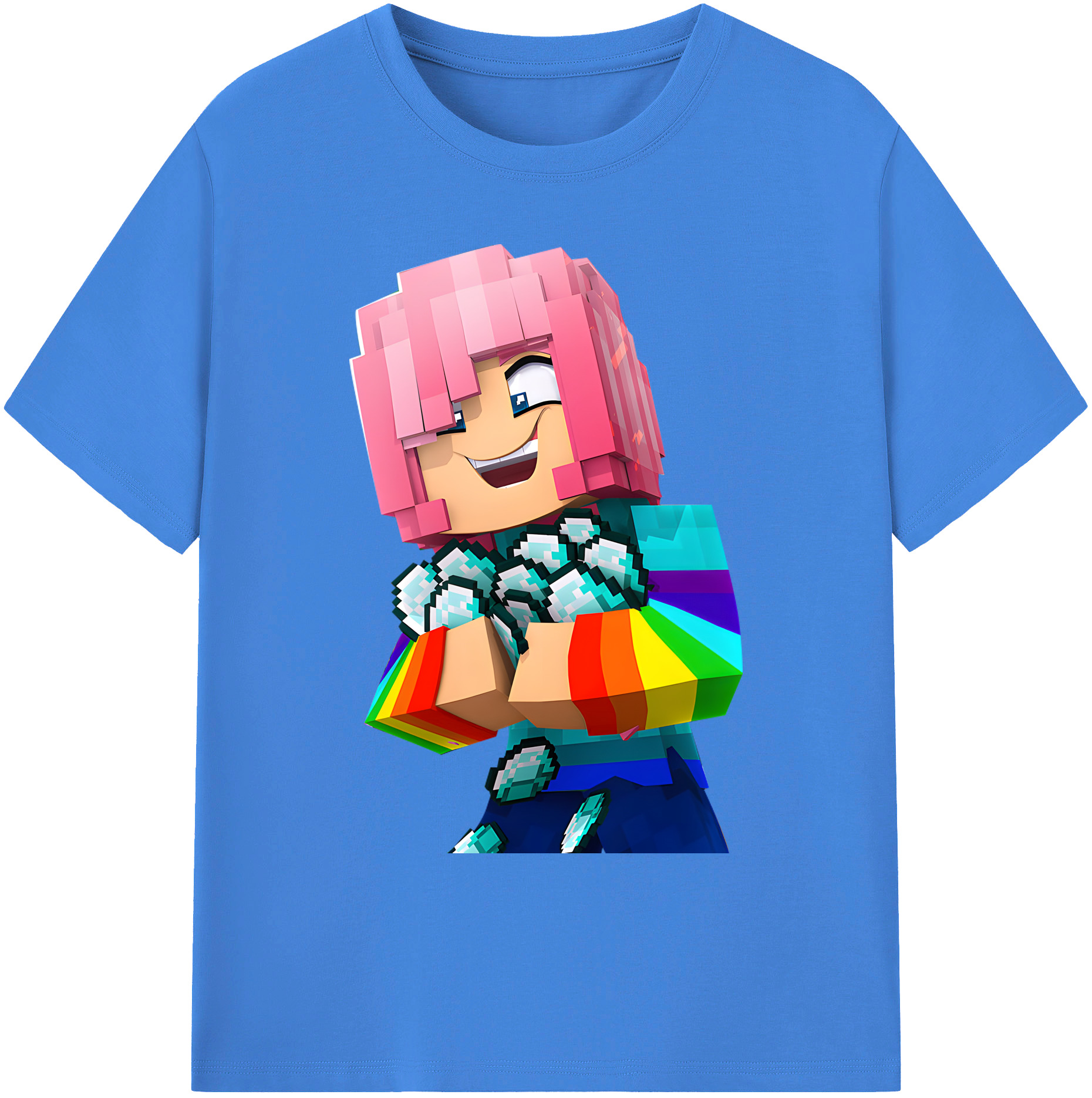 （画像用） マインクラフト ブロックの世界 Minecraft MC Block world 綿100％ メンズ半袖Tシャツ｜肌触りやわらか＆通気性
