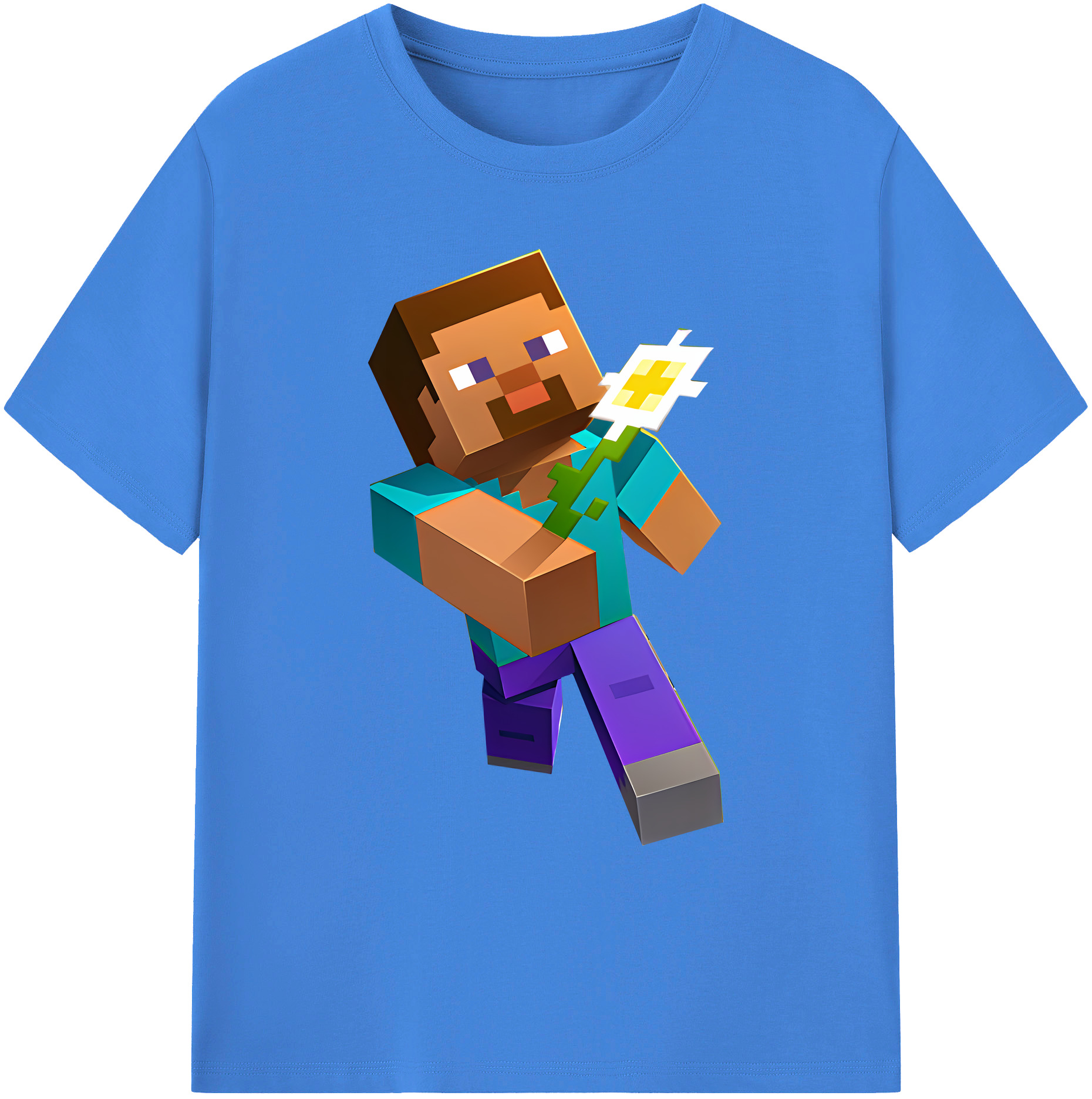 （画像用） マインクラフト ブロックの世界 Minecraft MC Block world 綿100％ メンズ半袖Tシャツ｜肌触りやわらか＆通気性