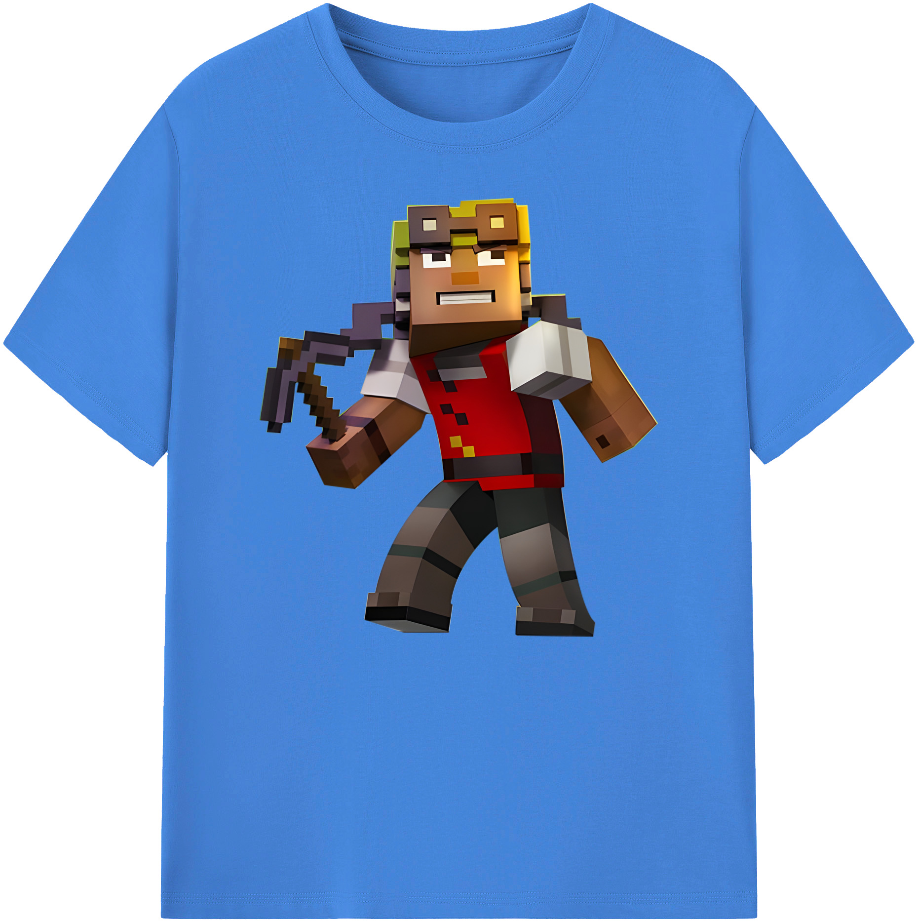 （画像用） マインクラフト ブロックの世界 Minecraft MC Block world 綿100％ メンズ半袖Tシャツ｜肌触りやわらか＆通気性