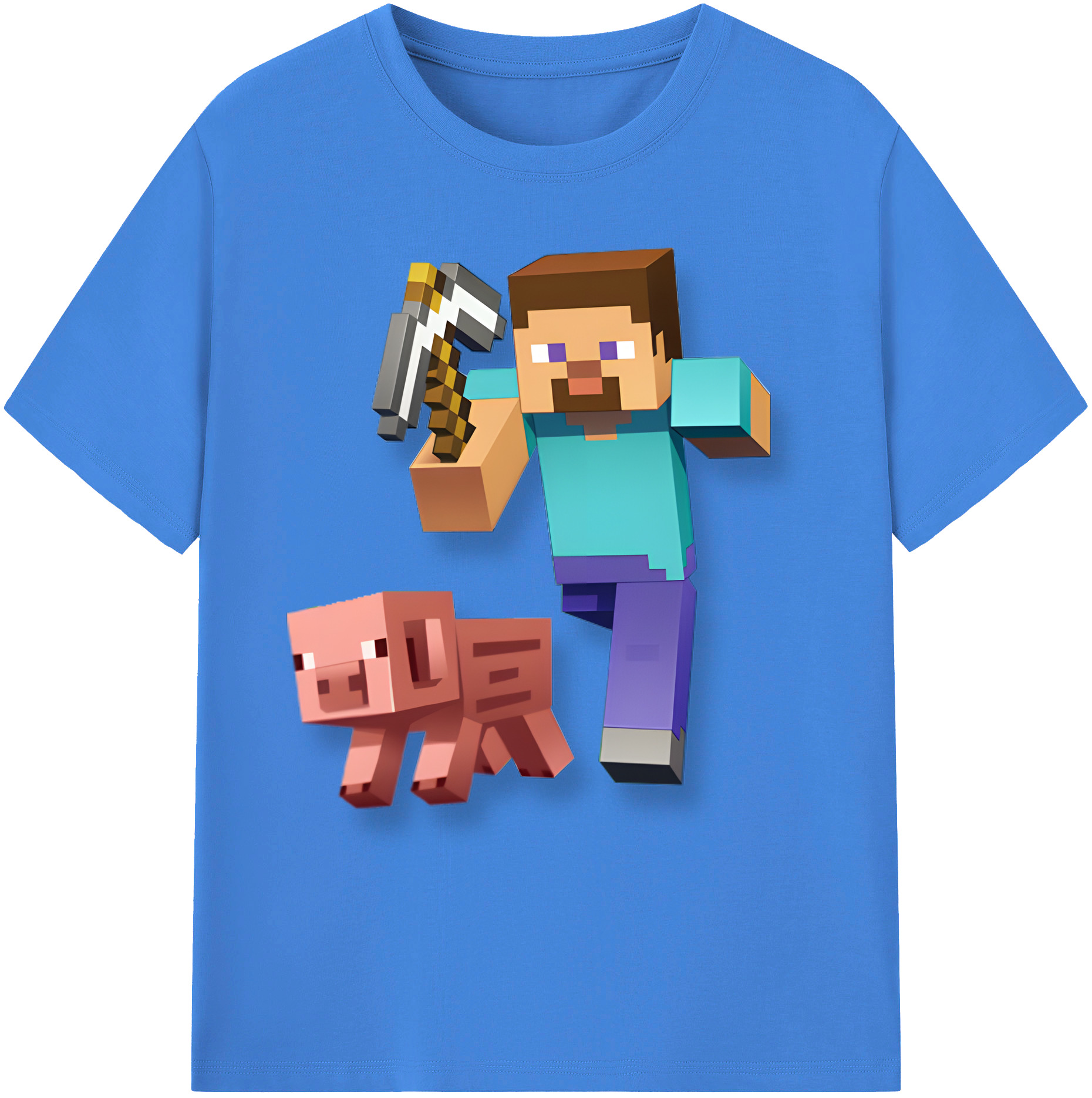 （画像用） マインクラフト ブロックの世界 Minecraft MC Block world 綿100％ メンズ半袖Tシャツ｜肌触りやわらか＆通気性