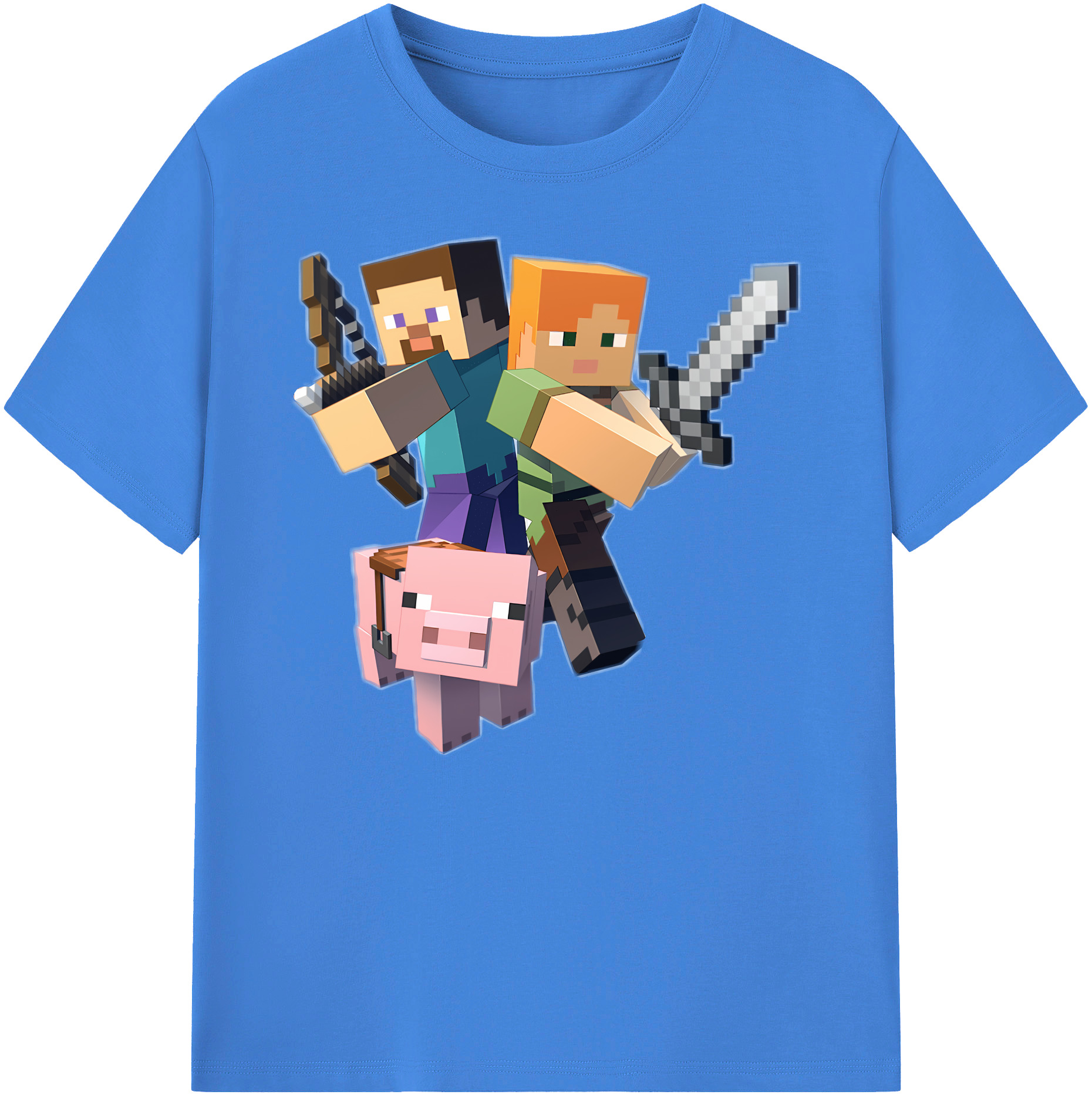 （画像用） マインクラフト ブロックの世界 Minecraft MC Block world 綿100％ メンズ半袖Tシャツ｜肌触りやわらか＆通気性