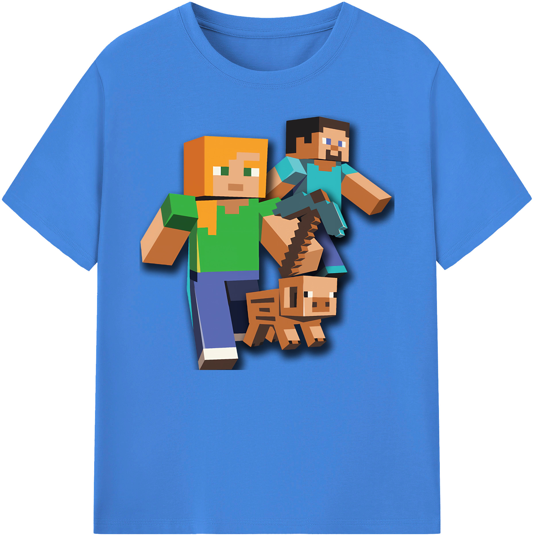 （画像用） マインクラフト ブロックの世界 Minecraft MC Block world 綿100％ メンズ半袖Tシャツ｜肌触りやわらか＆通気性