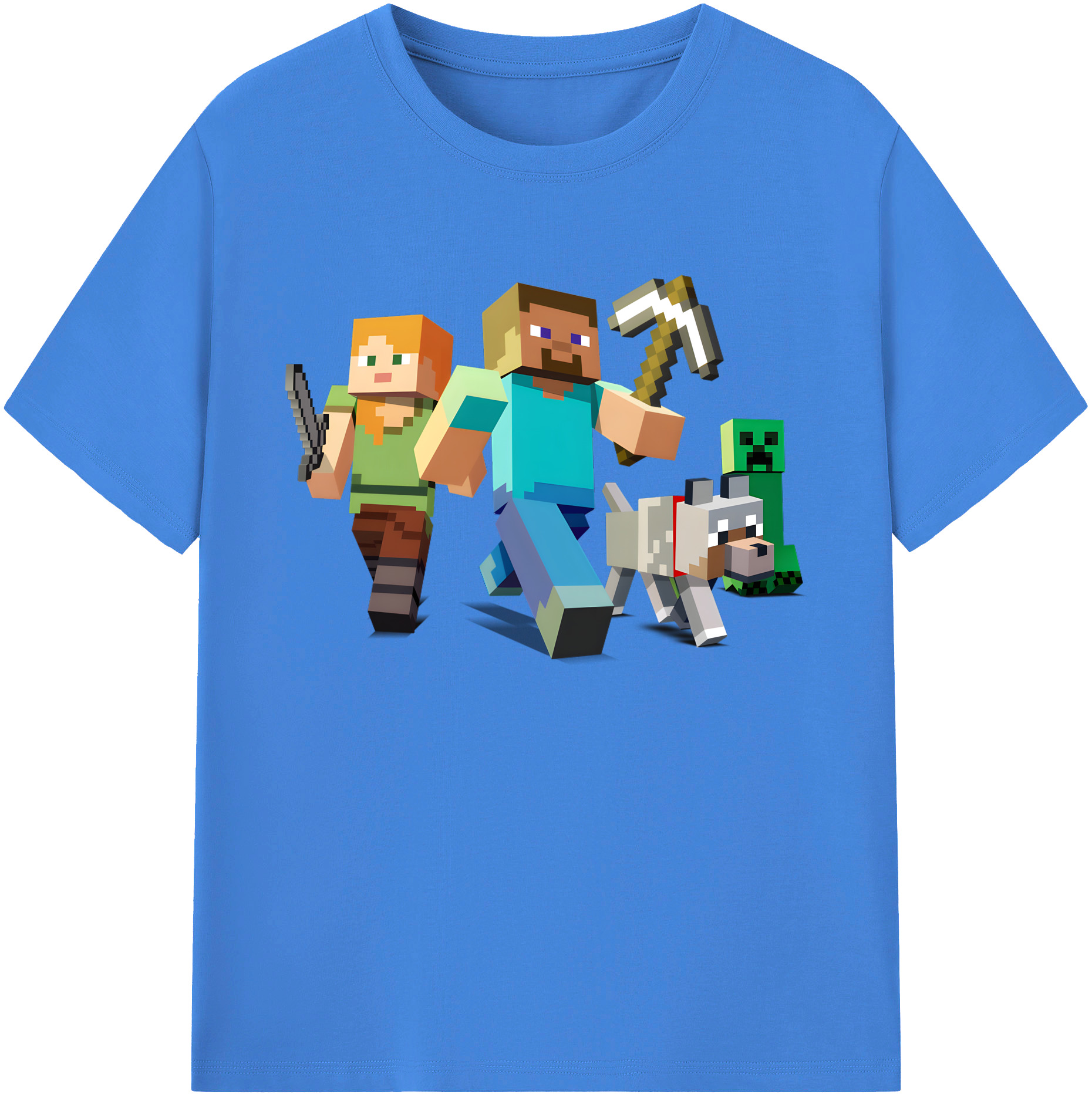 （画像用） マインクラフト ブロックの世界 Minecraft MC Block world 綿100％ メンズ半袖Tシャツ｜肌触りやわらか＆通気性