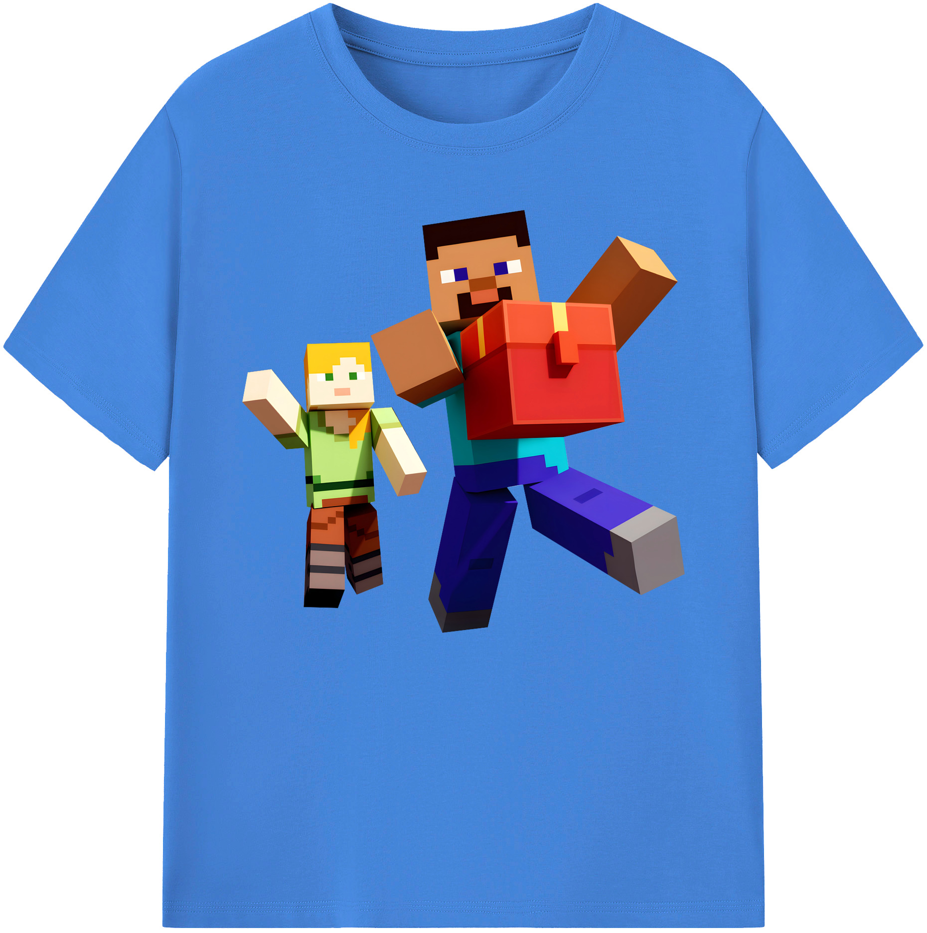 （画像用） マインクラフト ブロックの世界 Minecraft MC Block world 綿100％ メンズ半袖Tシャツ｜肌触りやわらか＆通気性